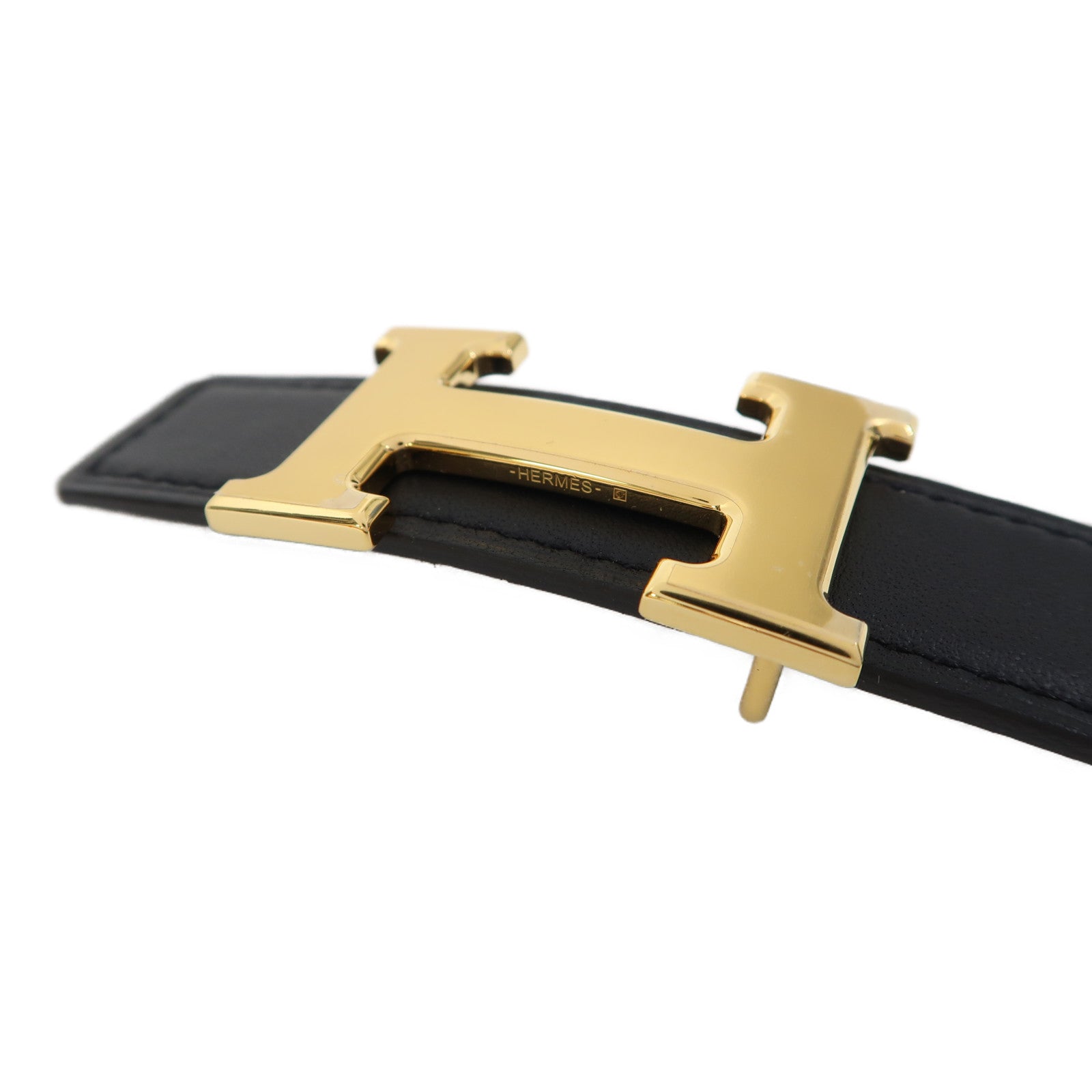 HERMES Swift皮革Reversible Leather Belt 80cm皮帶黑色/大象灰色