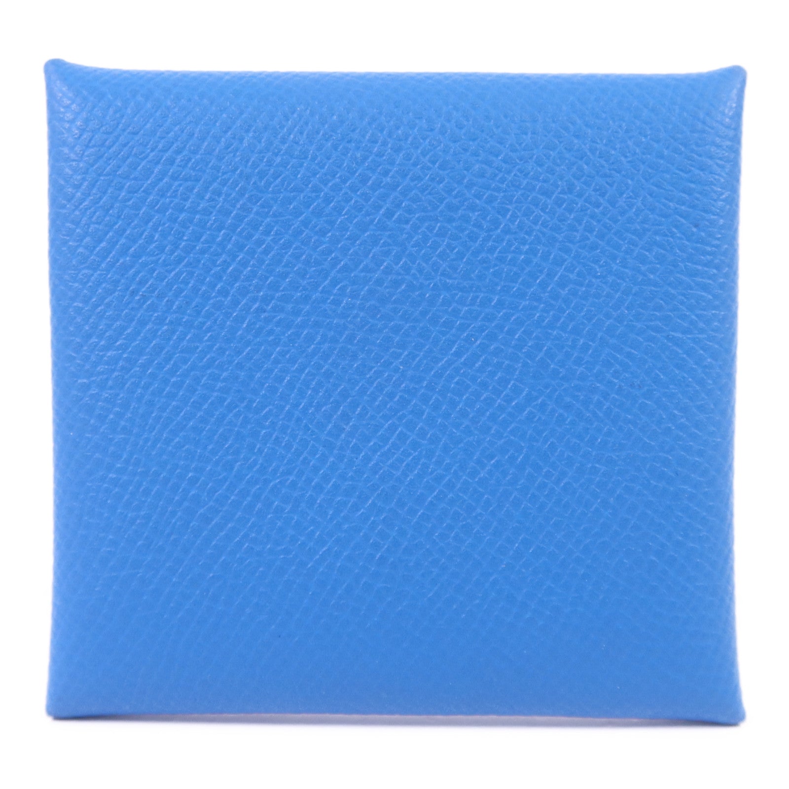 HERMES Epsom皮革Bastia銀扣零錢包Bleu Hydra