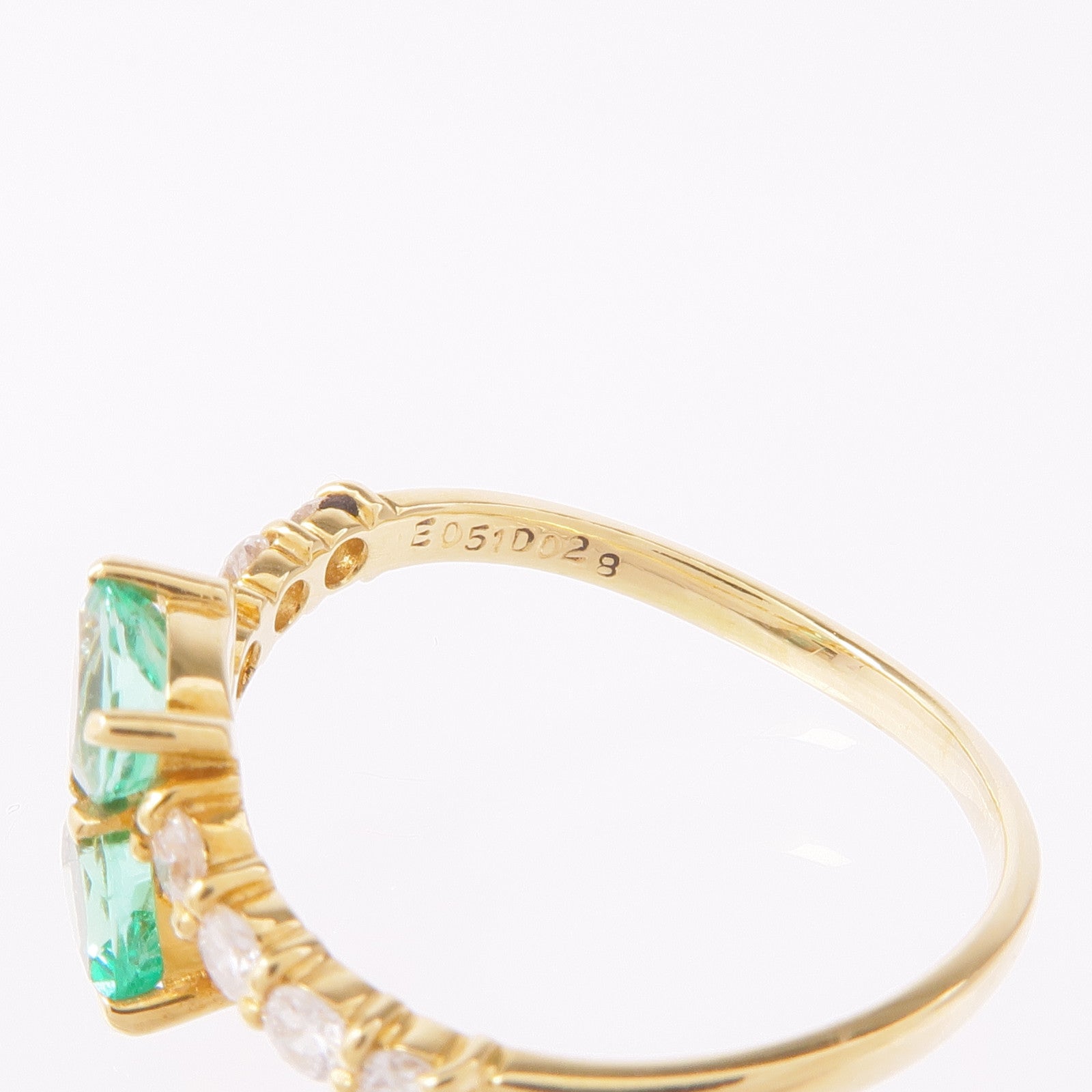 JEWELRY 【激減優惠】18K黃金Emerald/Diamond Ring綠寶石/鑽石戒指US#6.25