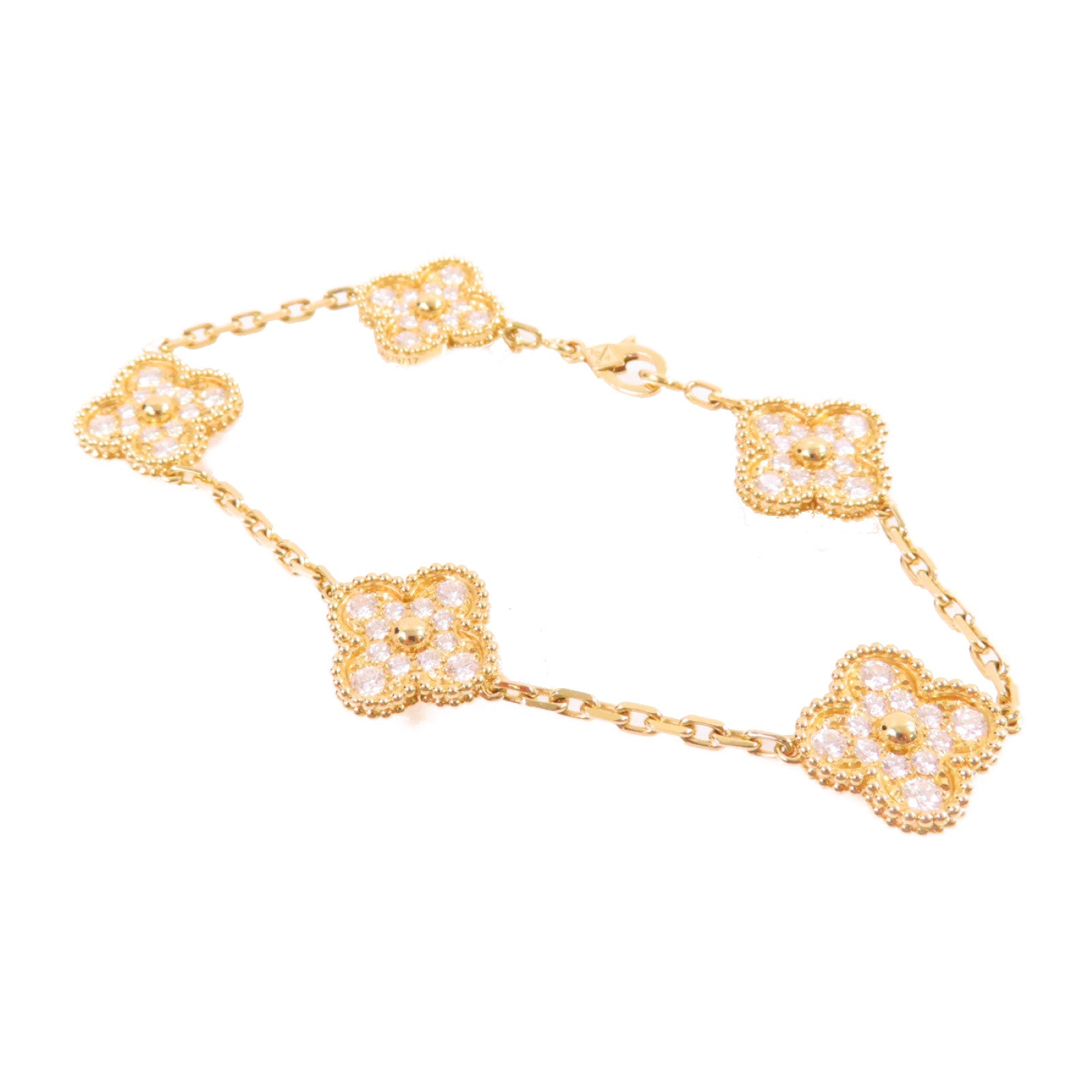 Van Cleef & Arpels 【激減優惠】18K黃金/2.42ct鑽石Vintage Alhambra 5 Motifs Bracelet手鏈