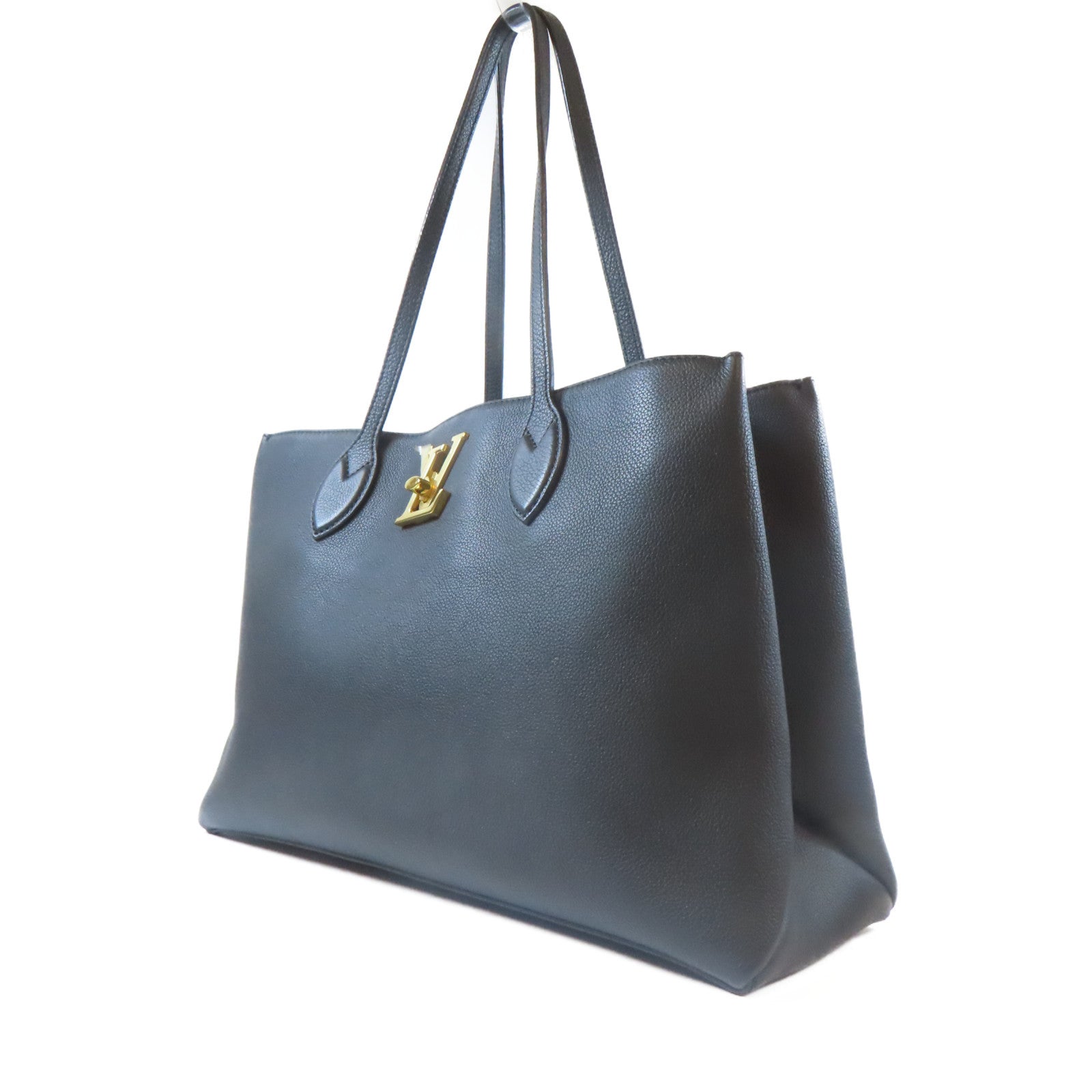 LOUIS VUITTON 【激減優惠】牛皮皮革Lockme Tote金扣肩背袋黑色