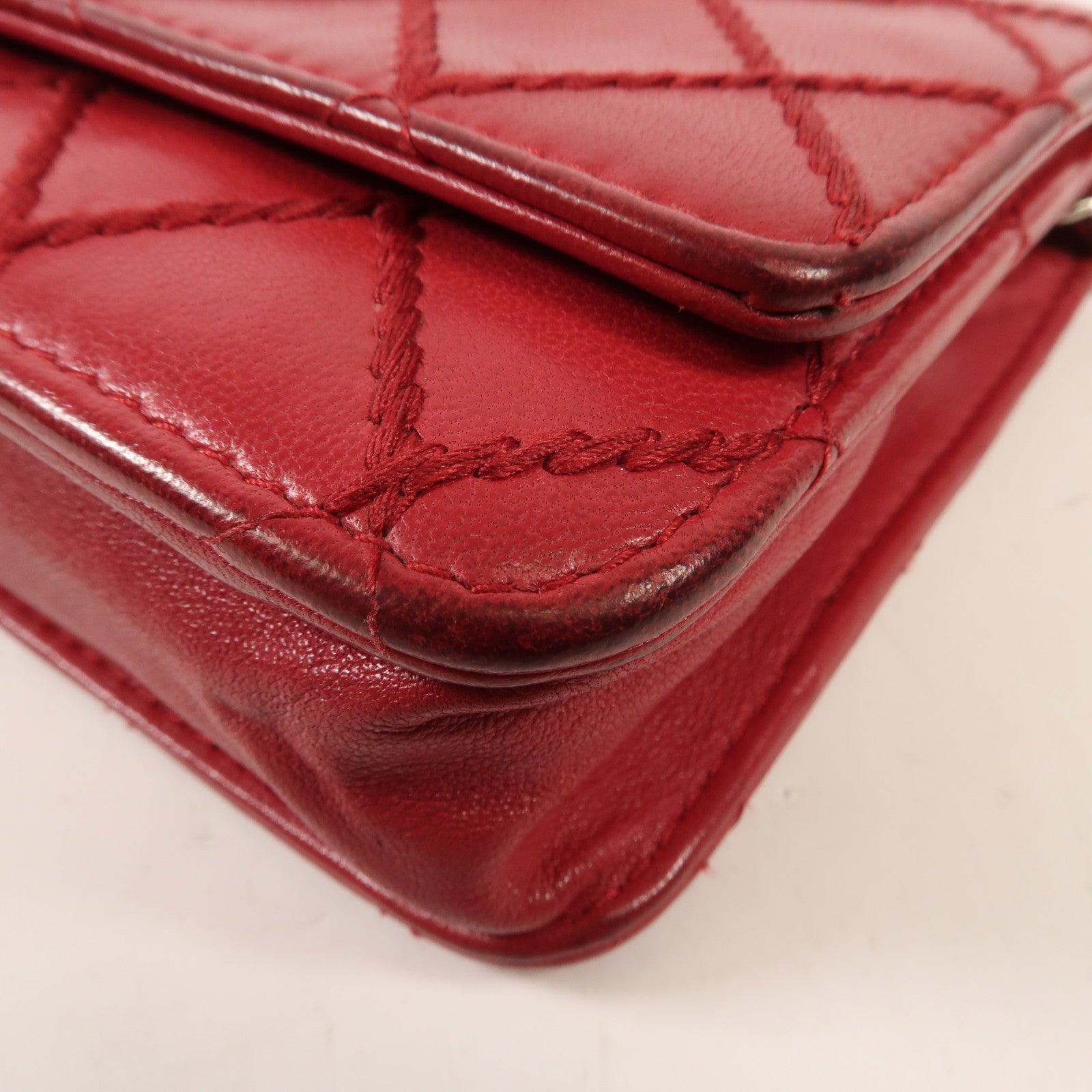 CHANEL 【激減優惠】羊皮皮革WOC Wallet On Chain銀扣鏈帶肩背袋