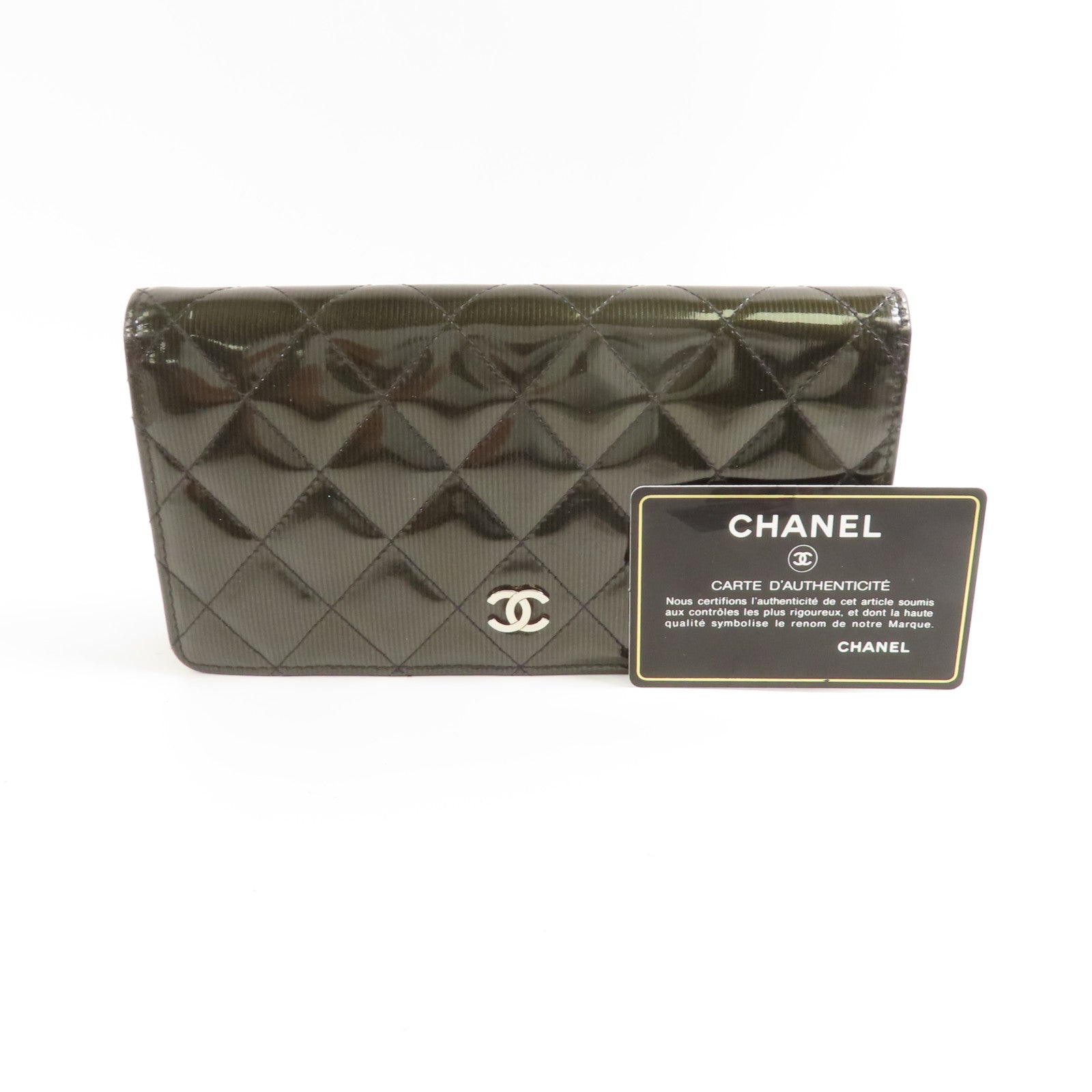 CHANEL 漆皮皮革Long Wallet銀扣長錢包