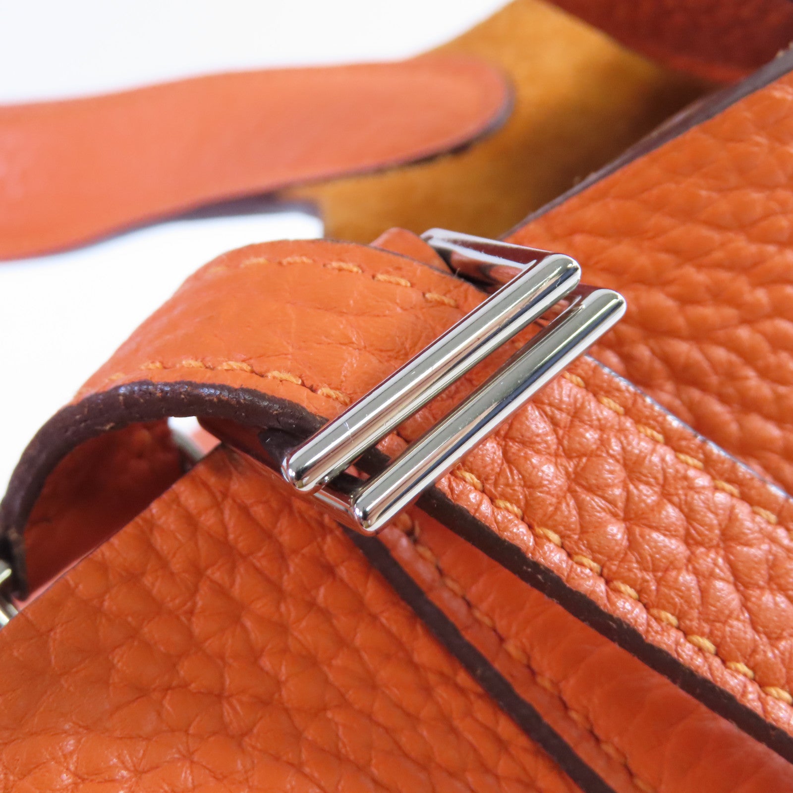 HERMES 【清倉大減價】Clemence皮革Picotin PM Tote Bag銀扣手挽袋橙色
