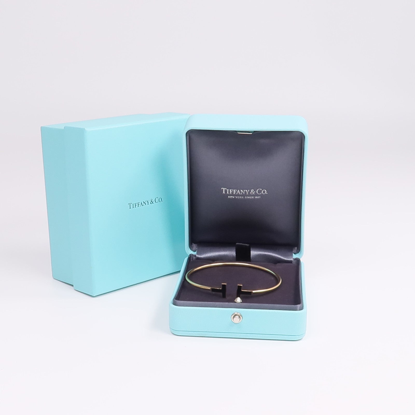 TIFFANY＆CO 18K玫瑰金T Wire Bracelet縞瑪瑙手鐲