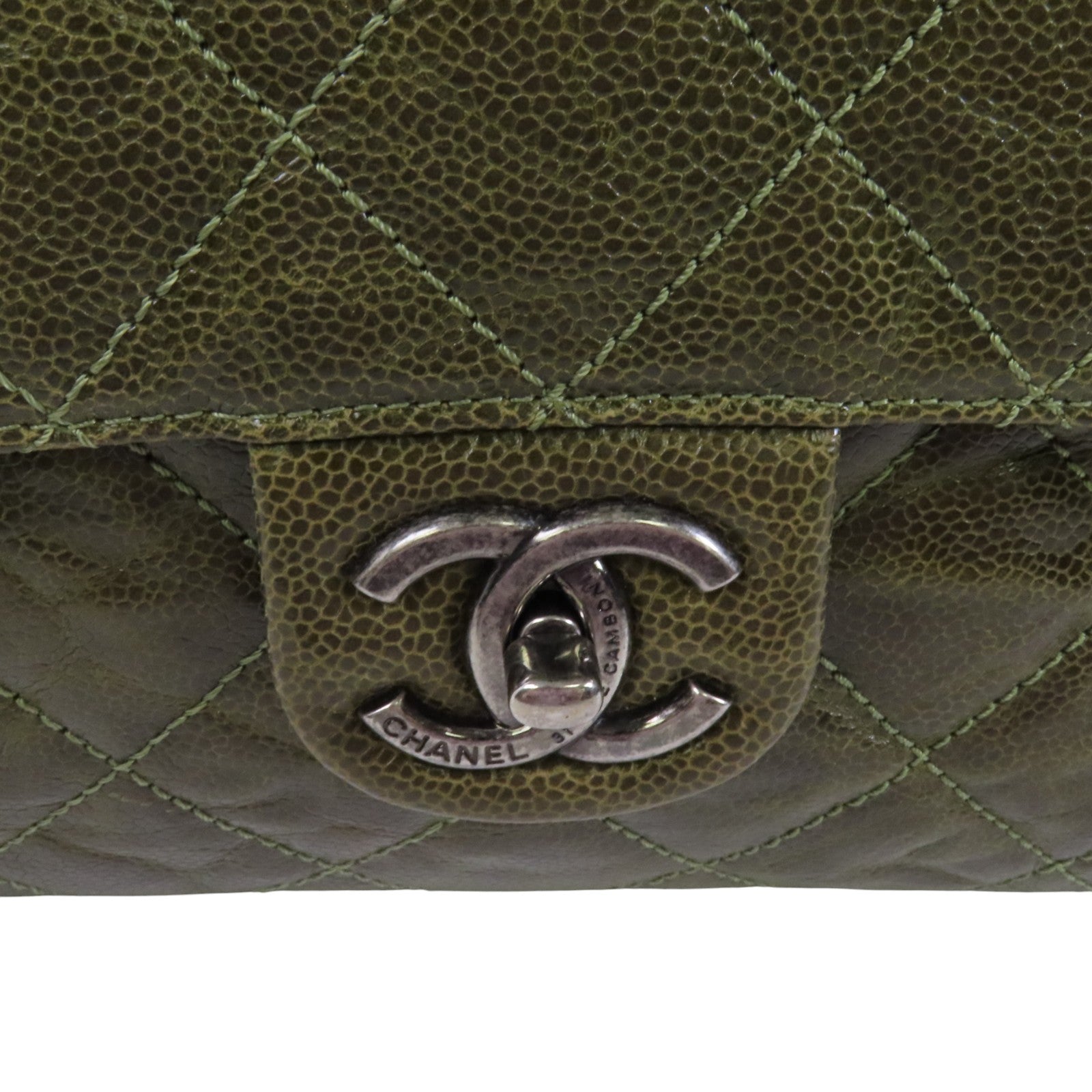 CHANEL 牛皮皮革Shoulder Bag銀扣鏈帶肩背袋