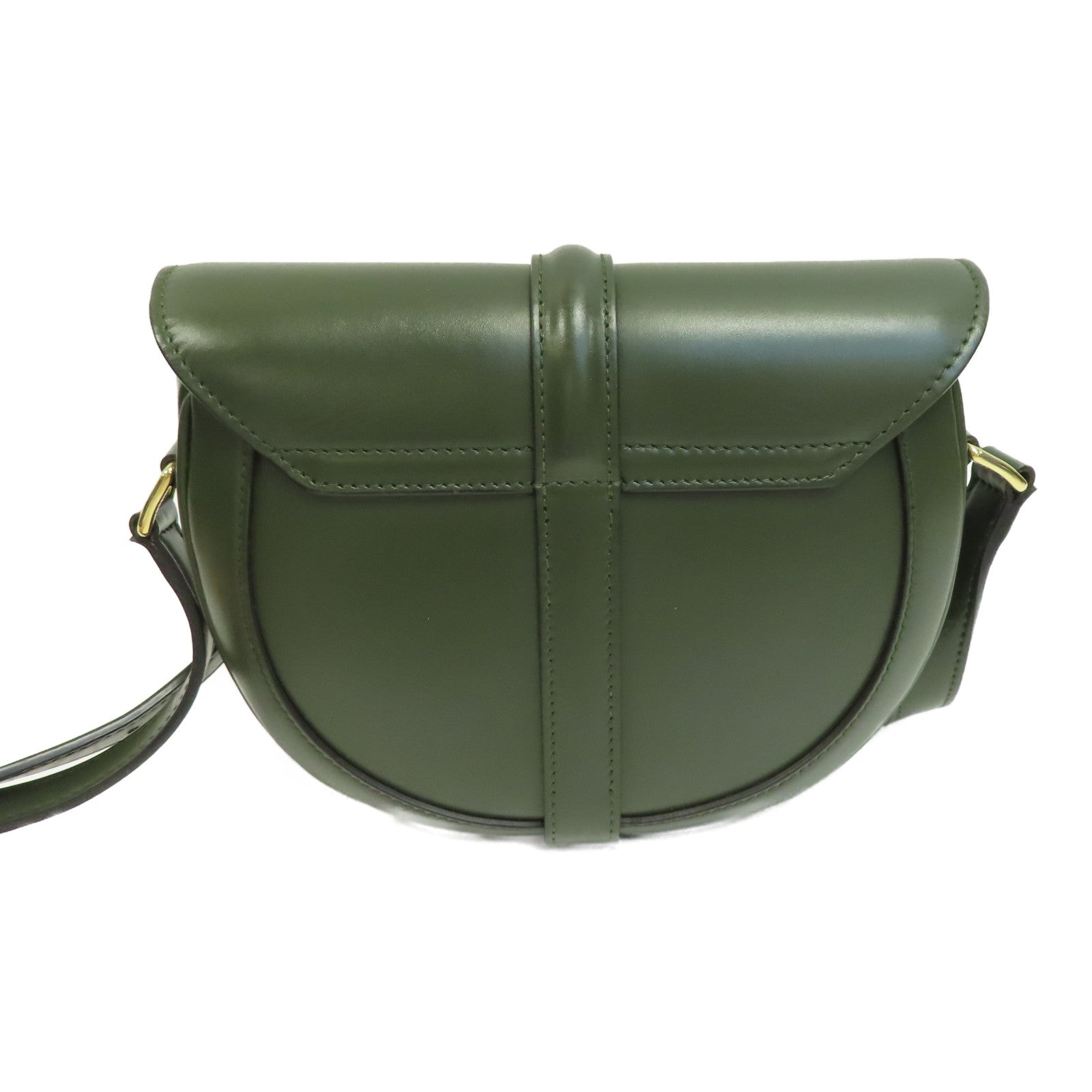 CELINE 牛皮皮革Small Besace 16金扣肩背袋綠色
