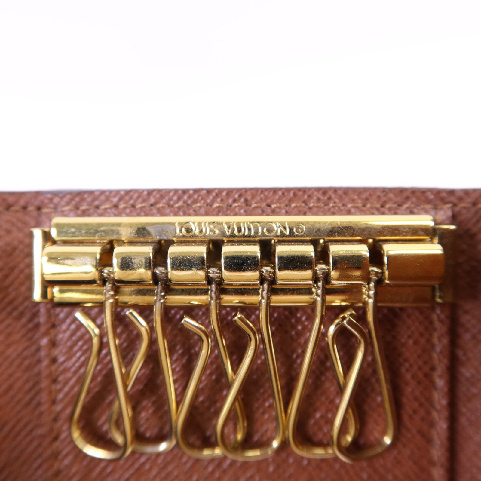 LOUIS VUITTON Monogram 6 Key Holder金扣鎖匙包棕色
