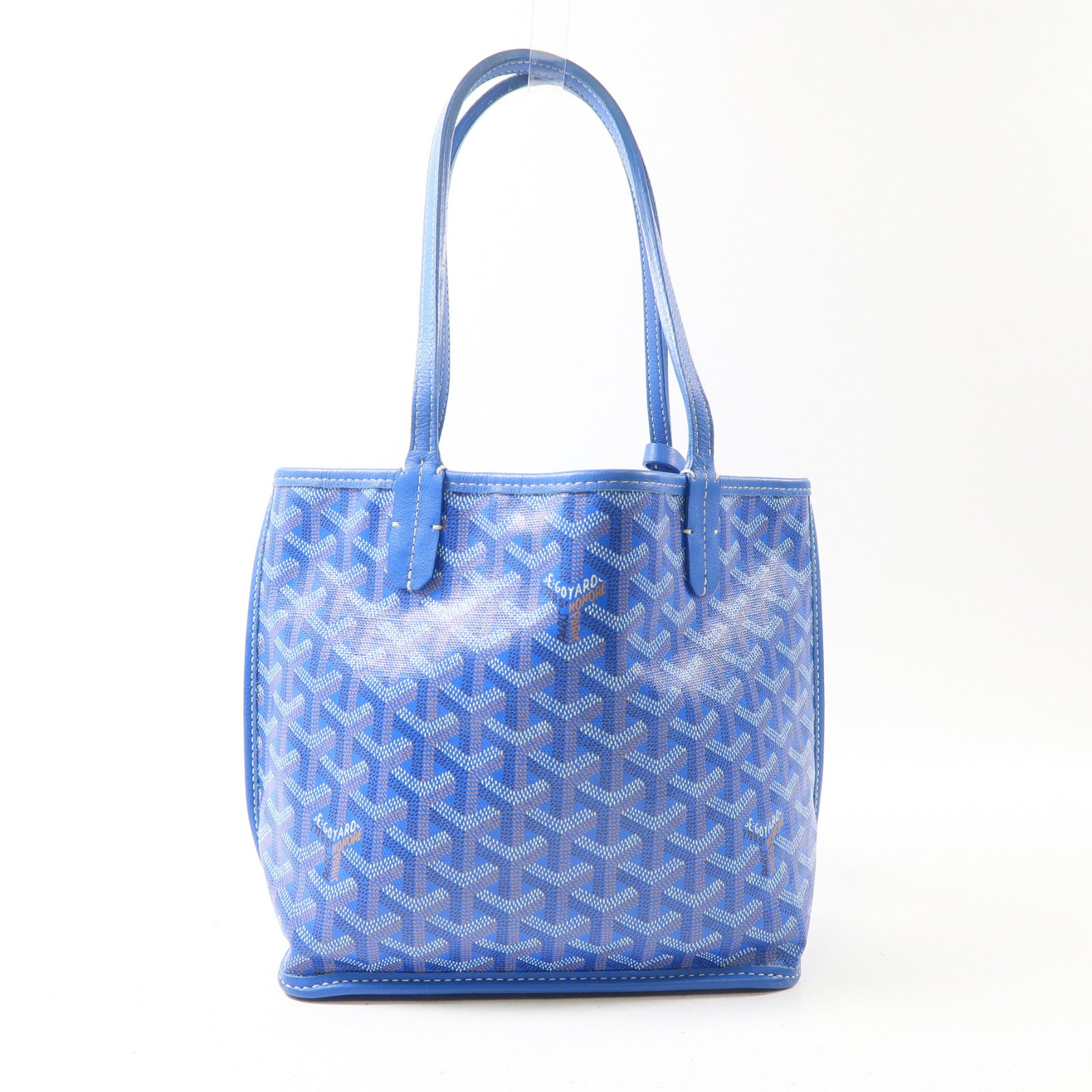GOYARD 塗層帆布Anjou銀扣手挽袋藍色