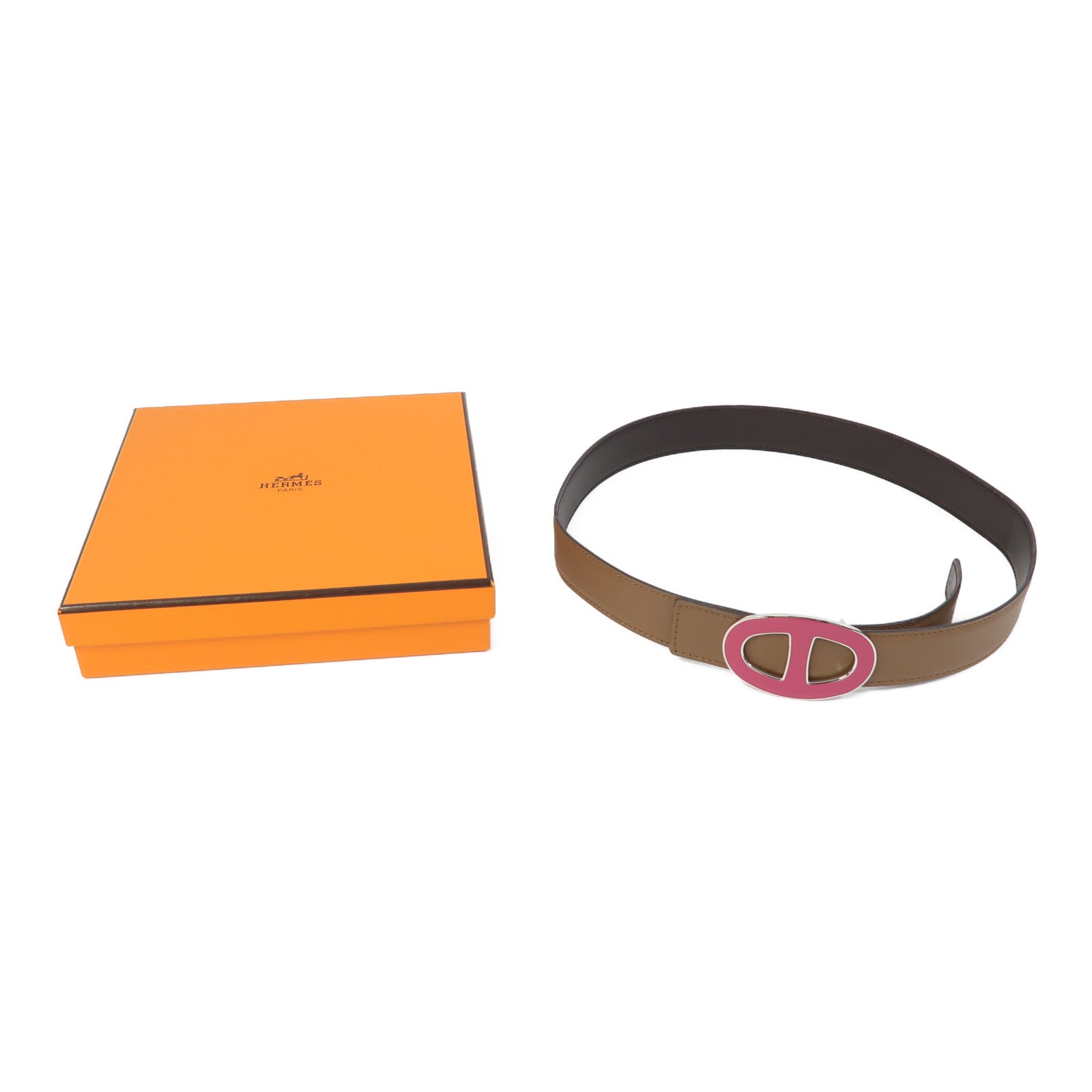 HERMES 【激減優惠】Swift皮革Belt皮帶粉紅色/啡色– Brand Off