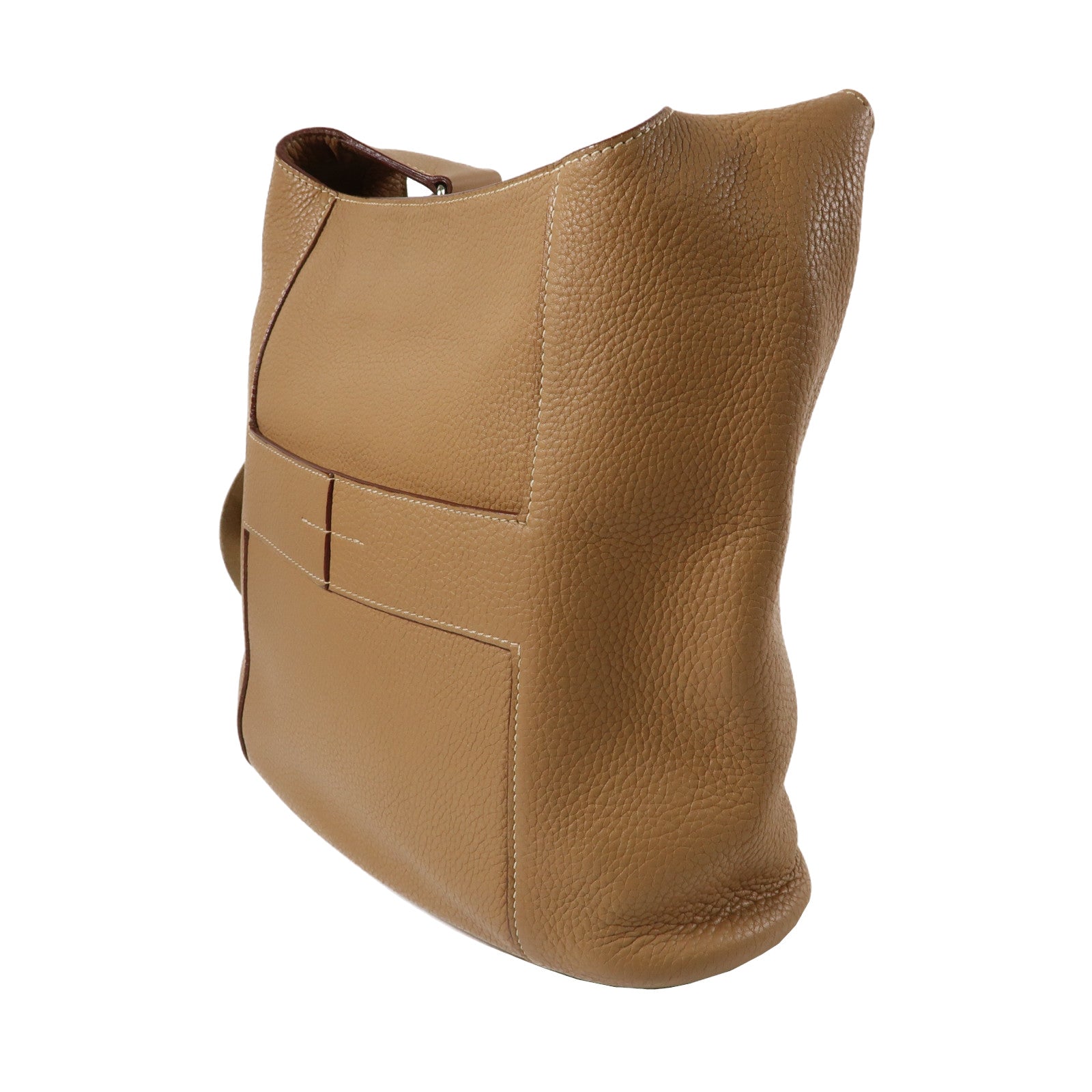 HERMES Clemence皮革Shoulder Bag銀扣肩背袋駝色