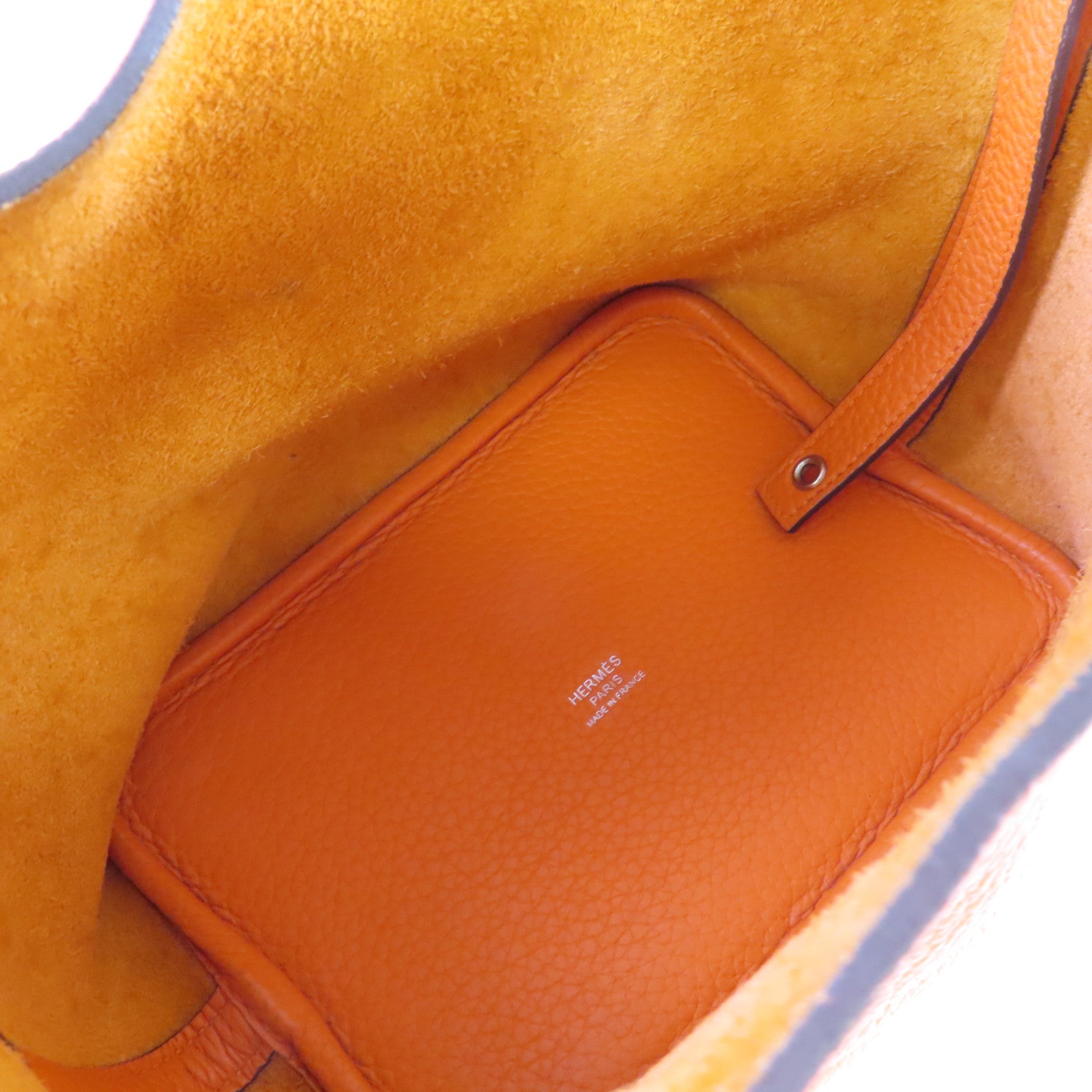 HERMES 【清倉大減價】Clemence皮革Picotin PM Tote Bag銀扣手挽袋橙色