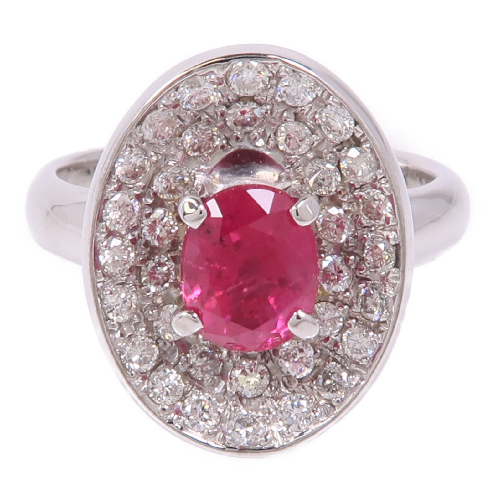 JEWELRY Ruby Diamond Ring 18K White Gold US#6