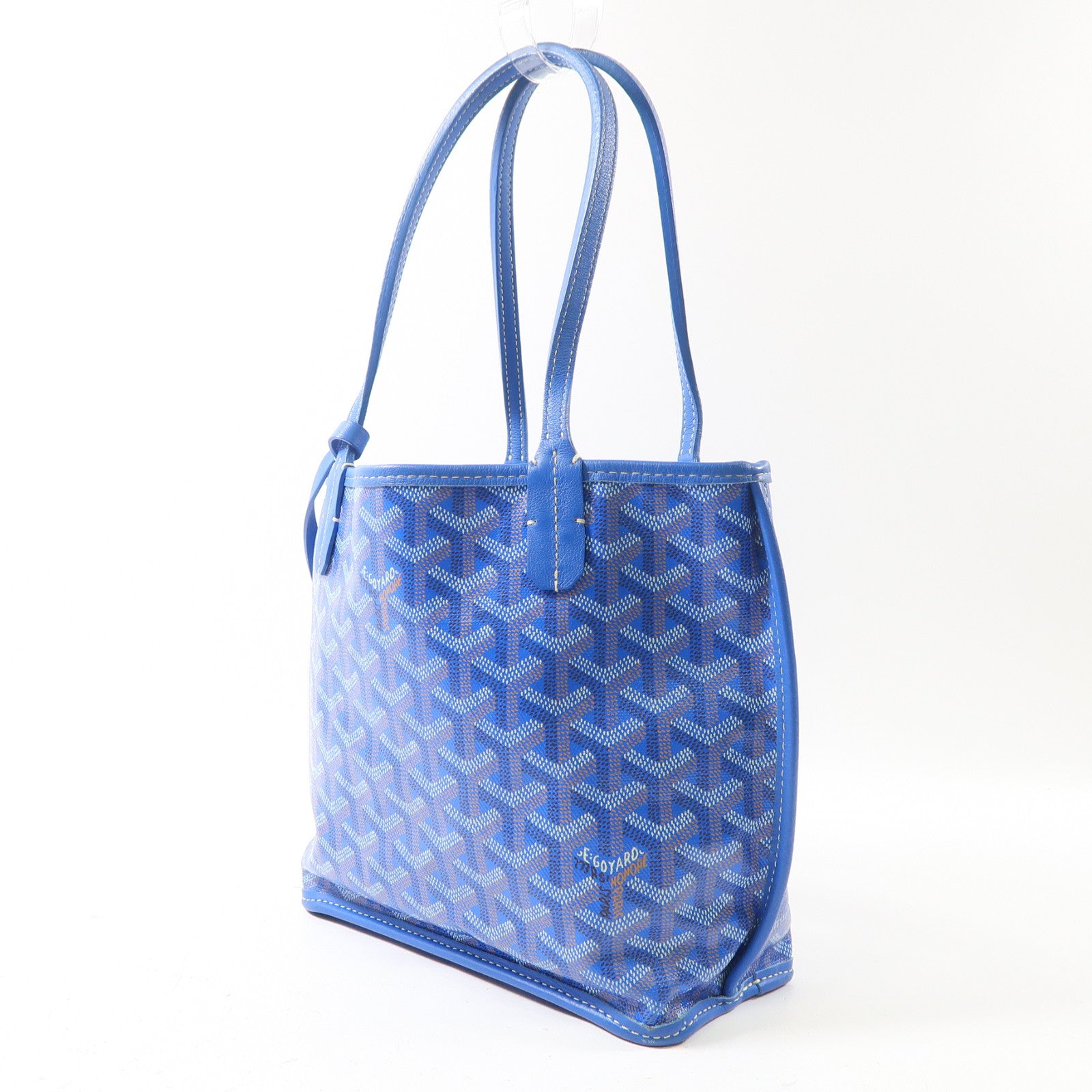 GOYARD 塗層帆布Anjou銀扣手挽袋藍色