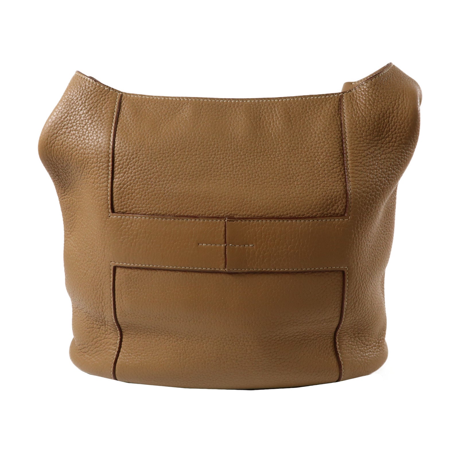 HERMES Clemence皮革Shoulder Bag銀扣肩背袋駝色