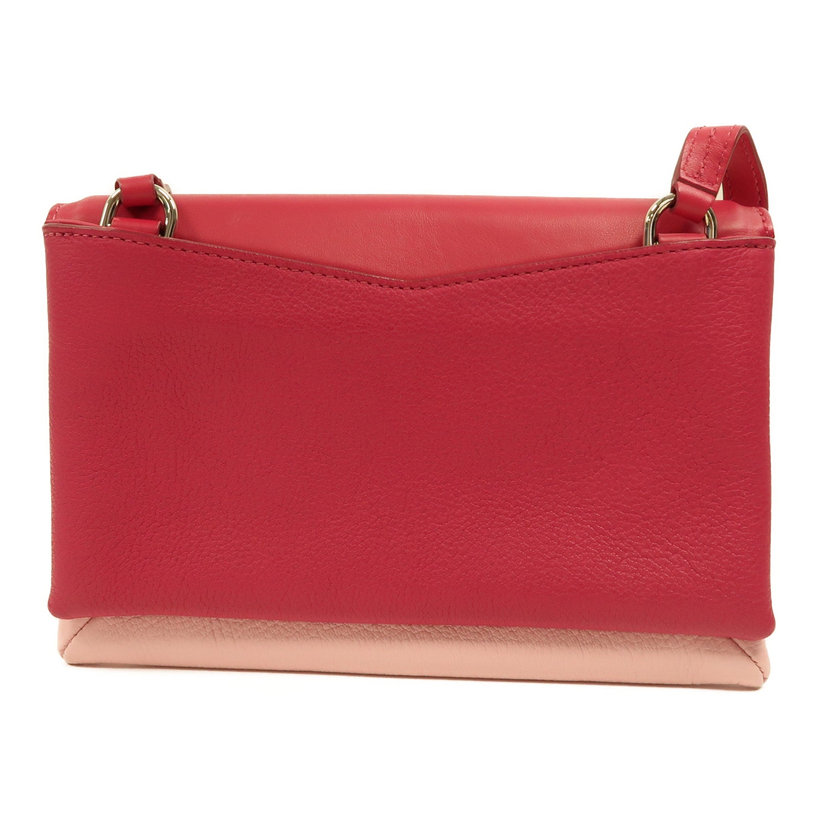 GIVENCHY 牛皮皮革Crossbody銀扣肩背袋粉紅色/白色