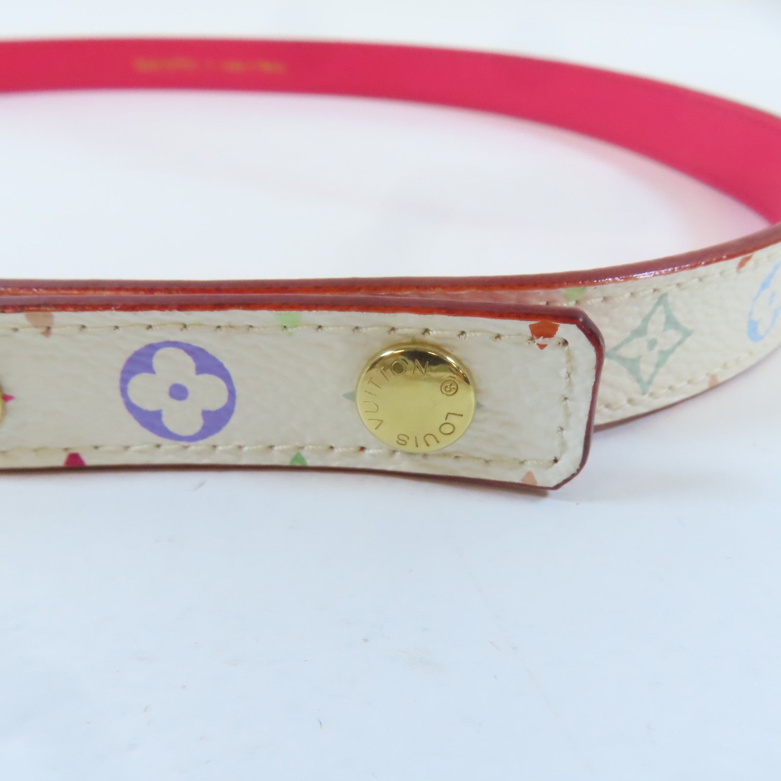 LOUIS VUITTON Monogram Multicolore Belt 75cm金扣皮帶白色/彩色