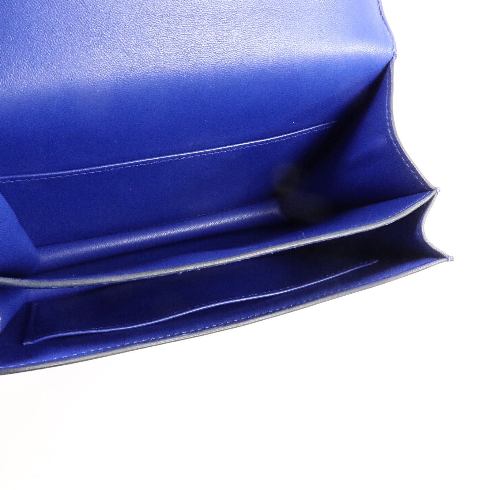 HERMES Tadelakt皮革Constance Mini肩背袋Bleu Electrique
