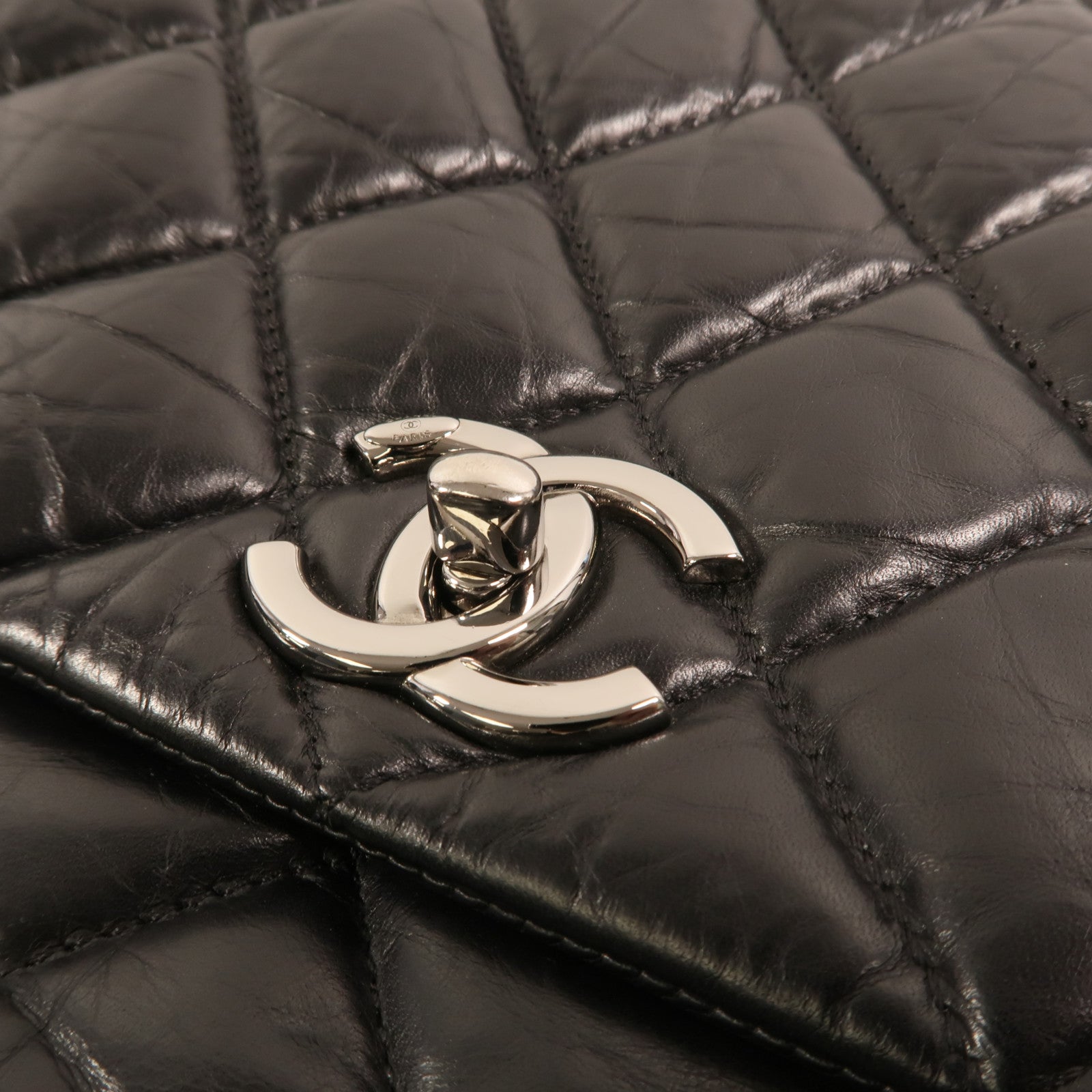 CHANEL 牛皮皮革Chain Shoulder銀扣鏈帶肩背袋