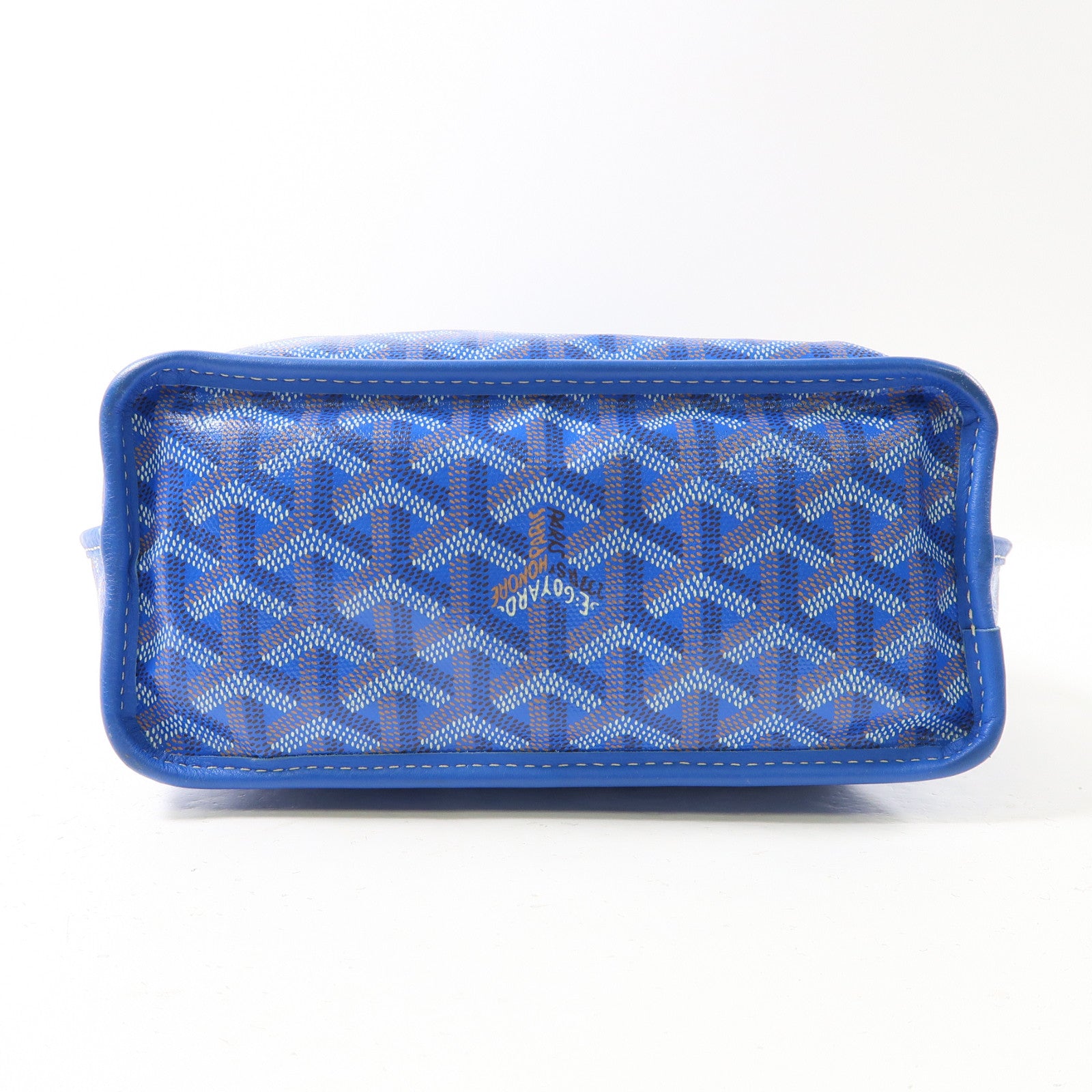 GOYARD 塗層帆布Anjou銀扣手挽袋藍色