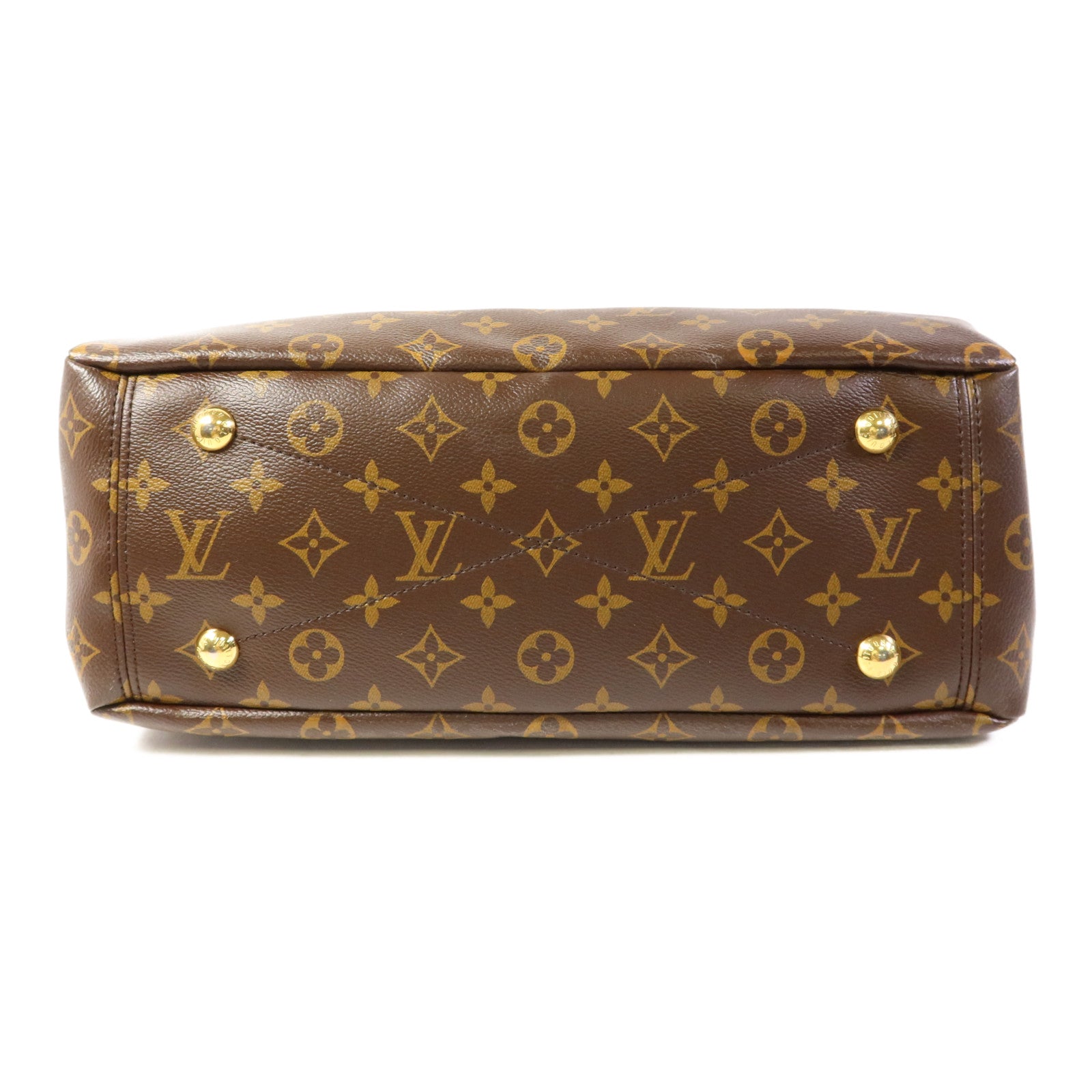 LOUIS VUITTON Monogram Pallas金扣手挽肩背兩用袋棕色/紅色