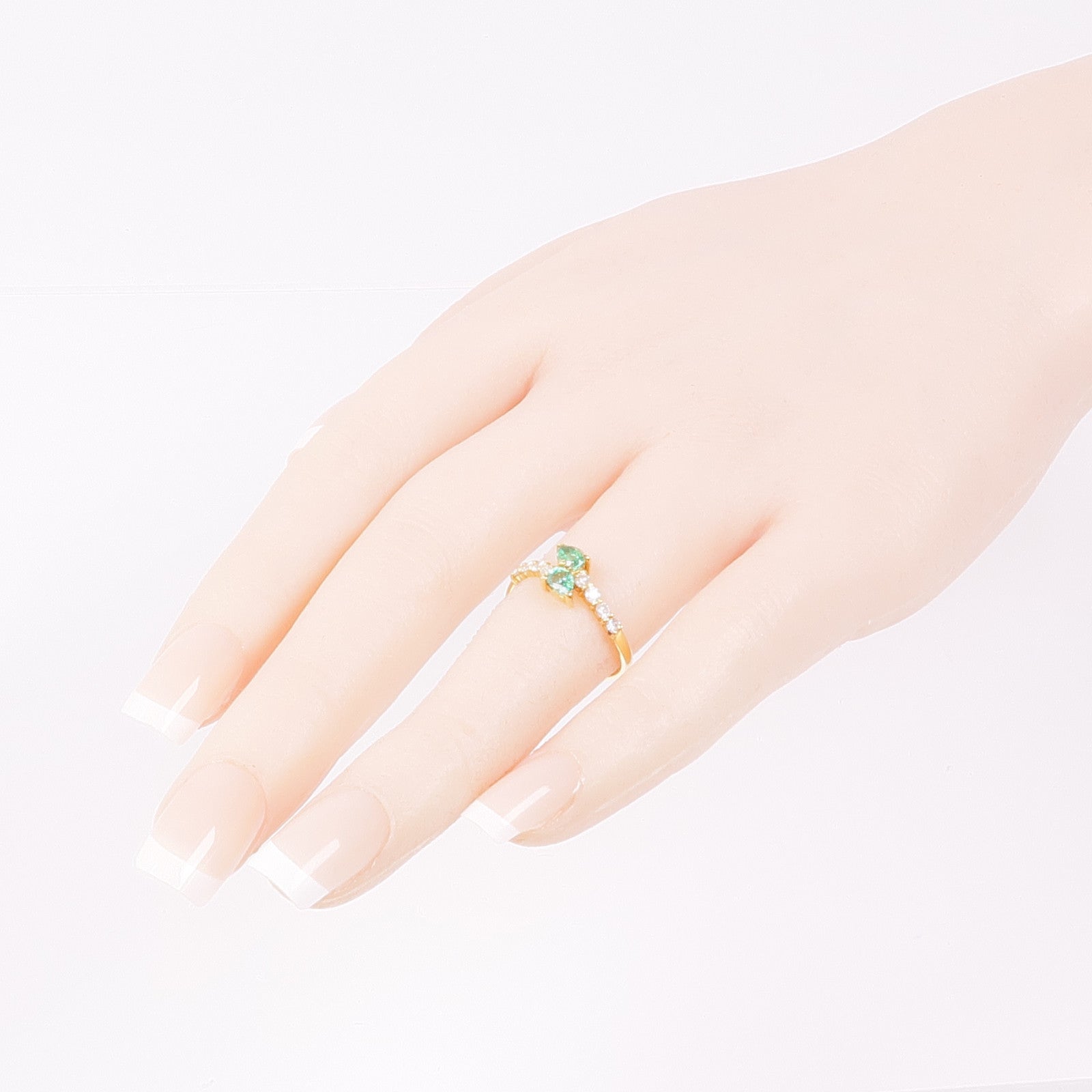 JEWELRY 【激減優惠】18K黃金Emerald/Diamond Ring綠寶石/鑽石戒指US#6.25