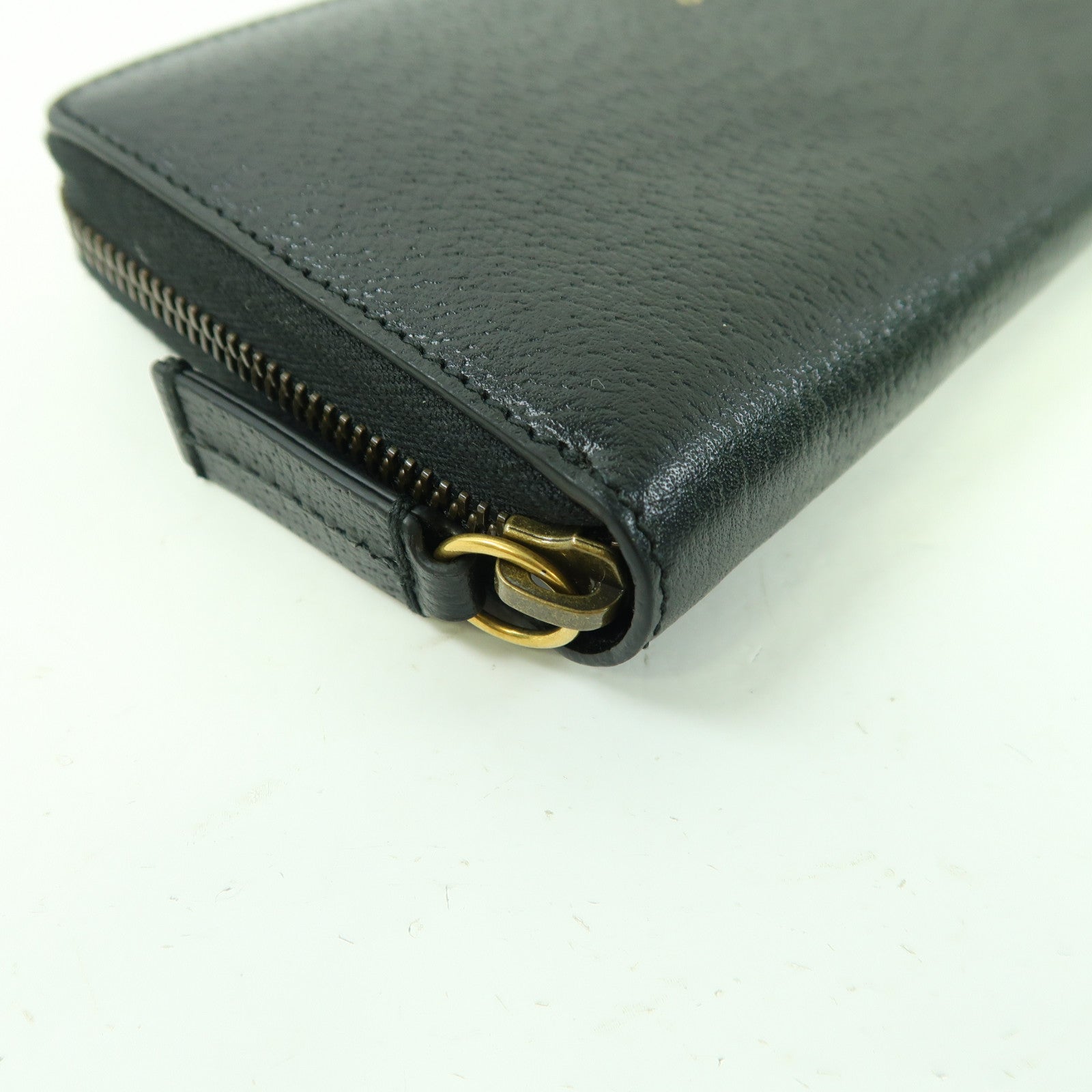 GUCCI 牛皮皮革Animalier金扣長錢包黑色