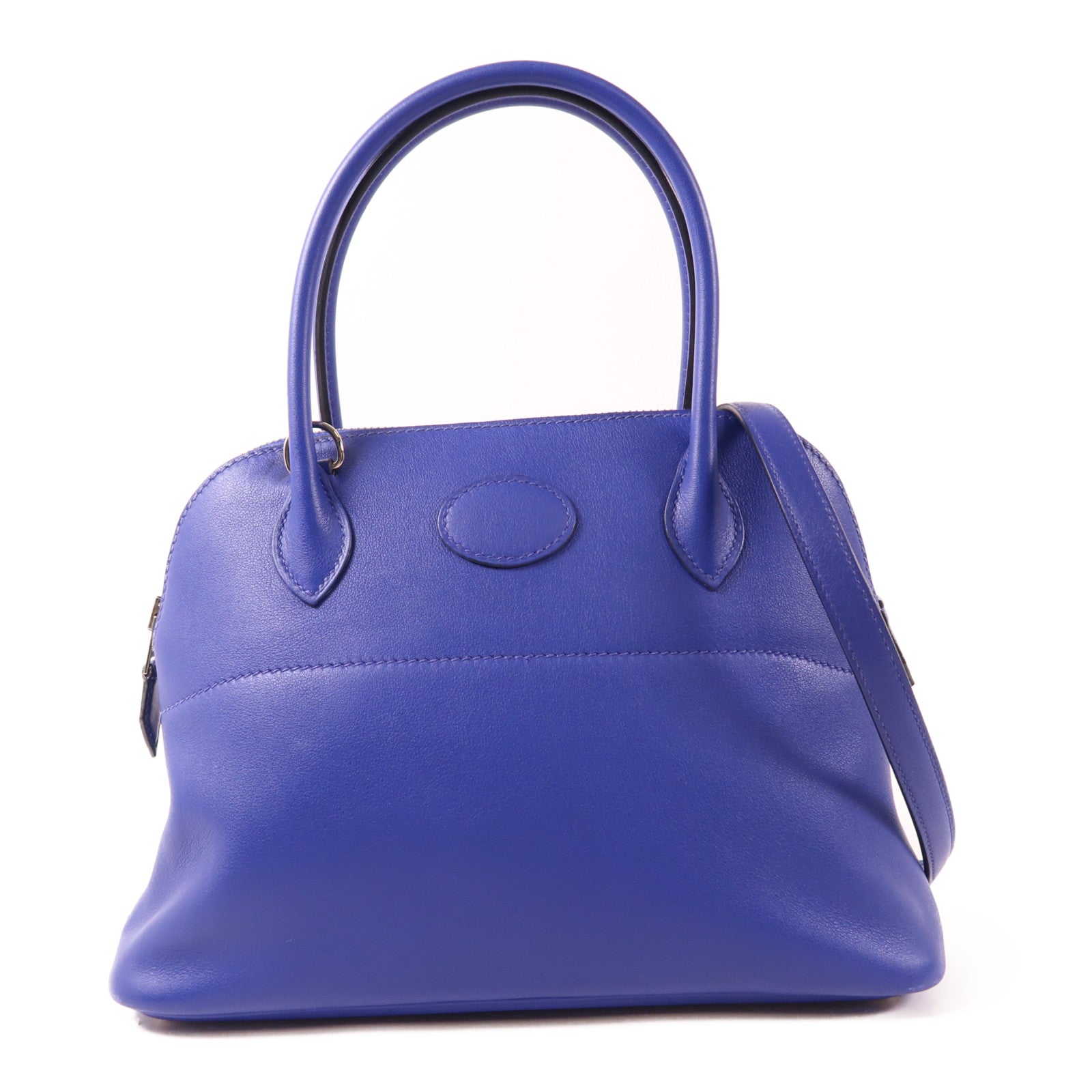 HERMES 【激減優惠】Evercolor皮革Bolide 27銀扣手挽肩背兩用袋7T Bleu Electrique