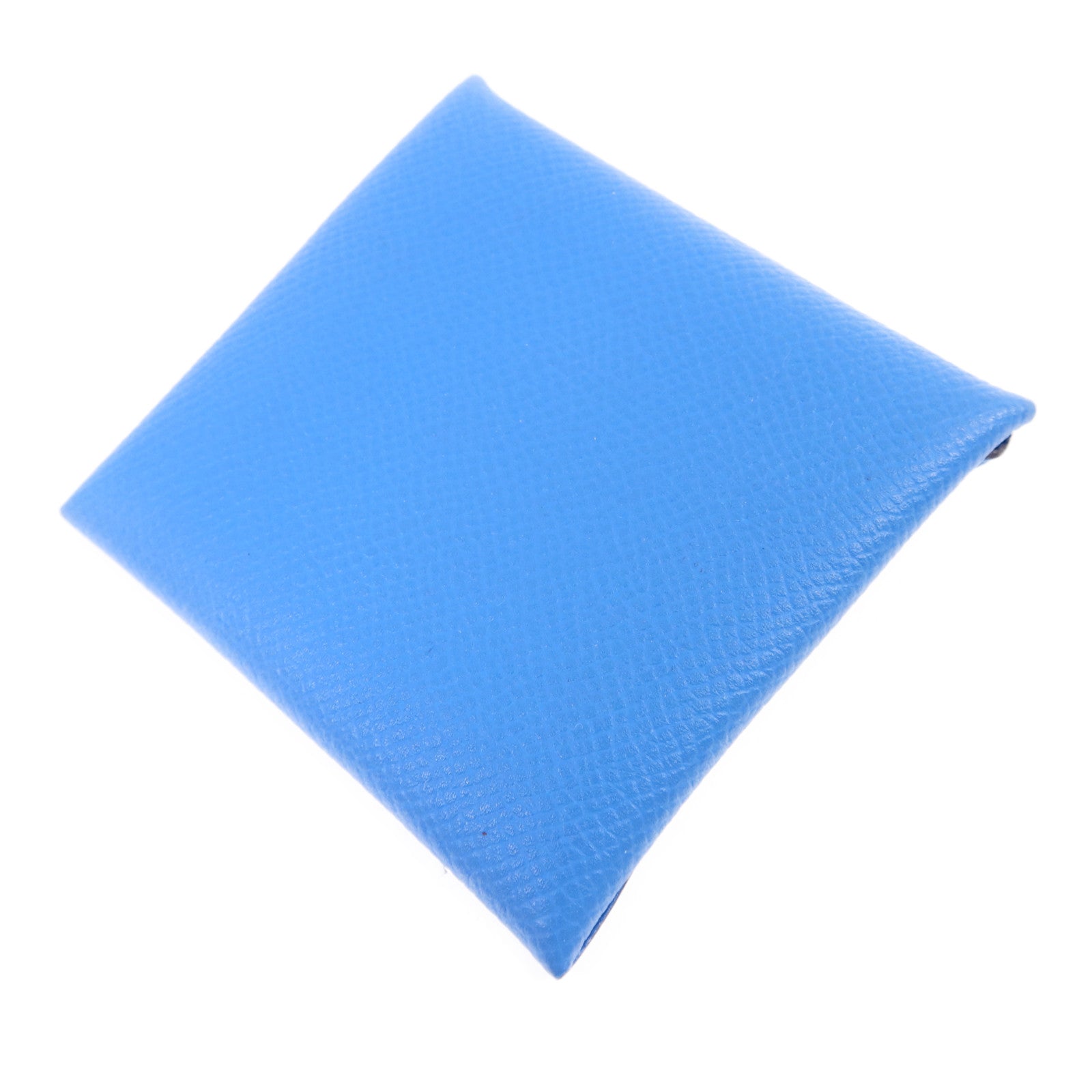 HERMES Epsom皮革Bastia銀扣零錢包Bleu Hydra