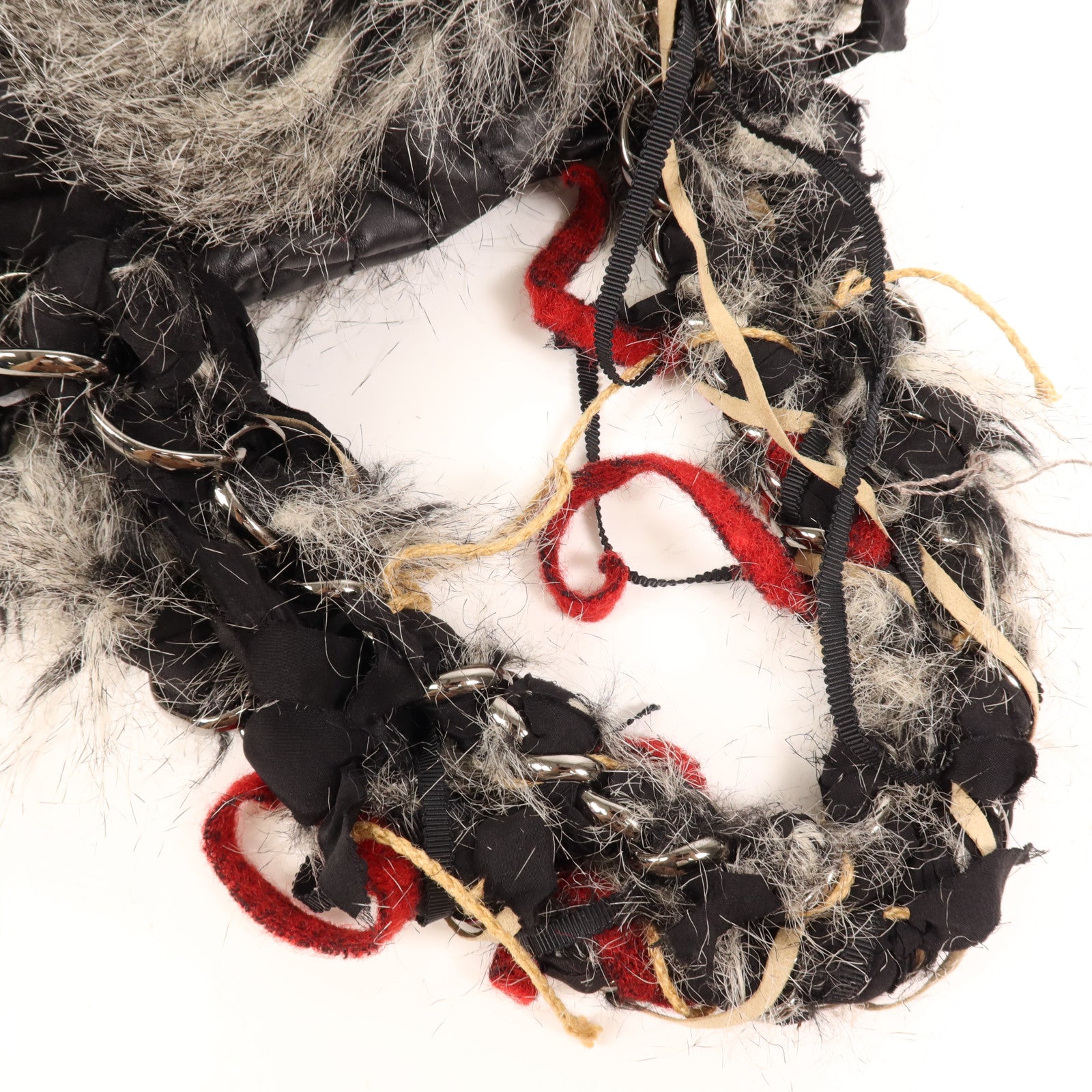 CHANEL 牛皮皮革/毛皮Shoulder Bag銀扣肩背袋