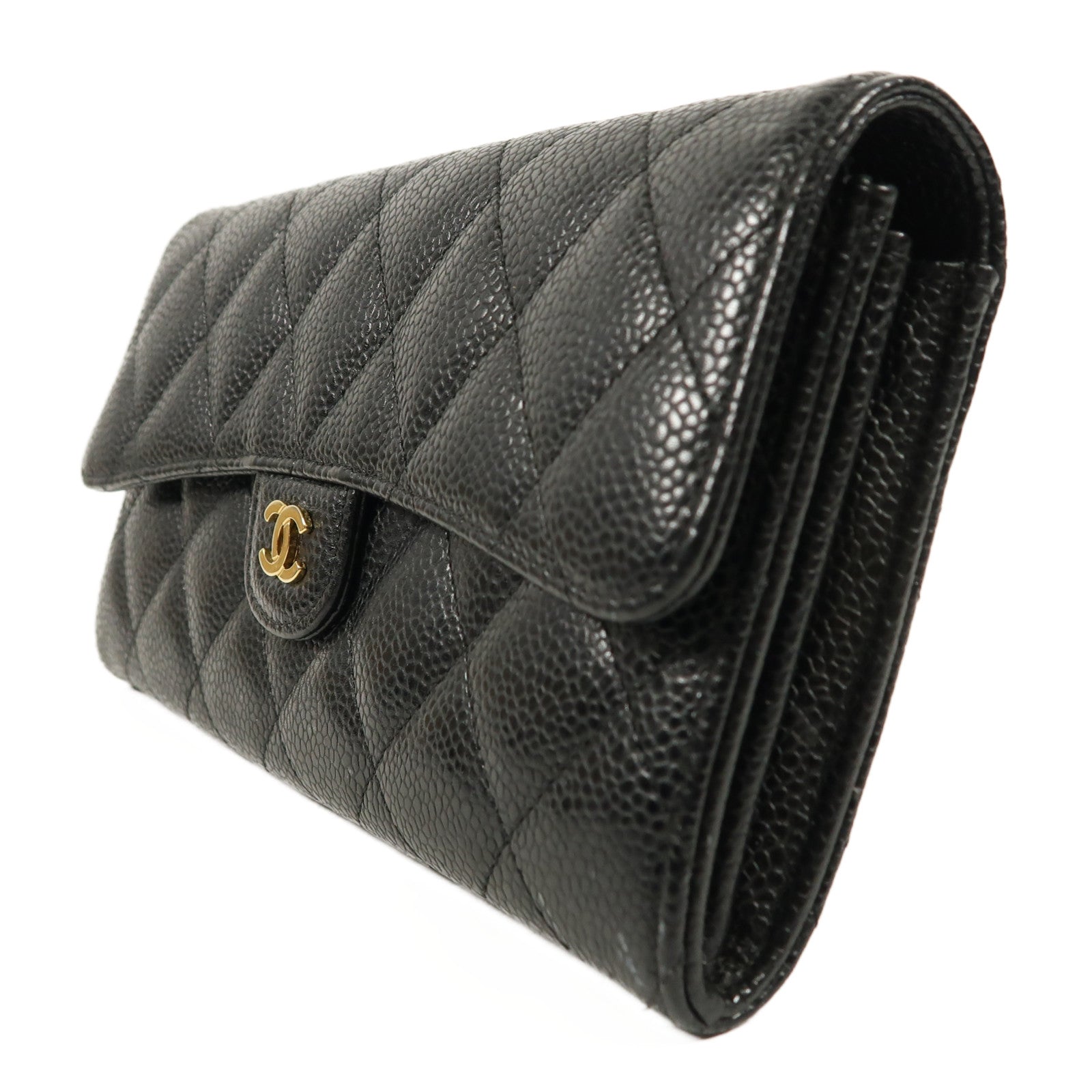 CHANEL 牛皮皮革Wallet金扣長錢包