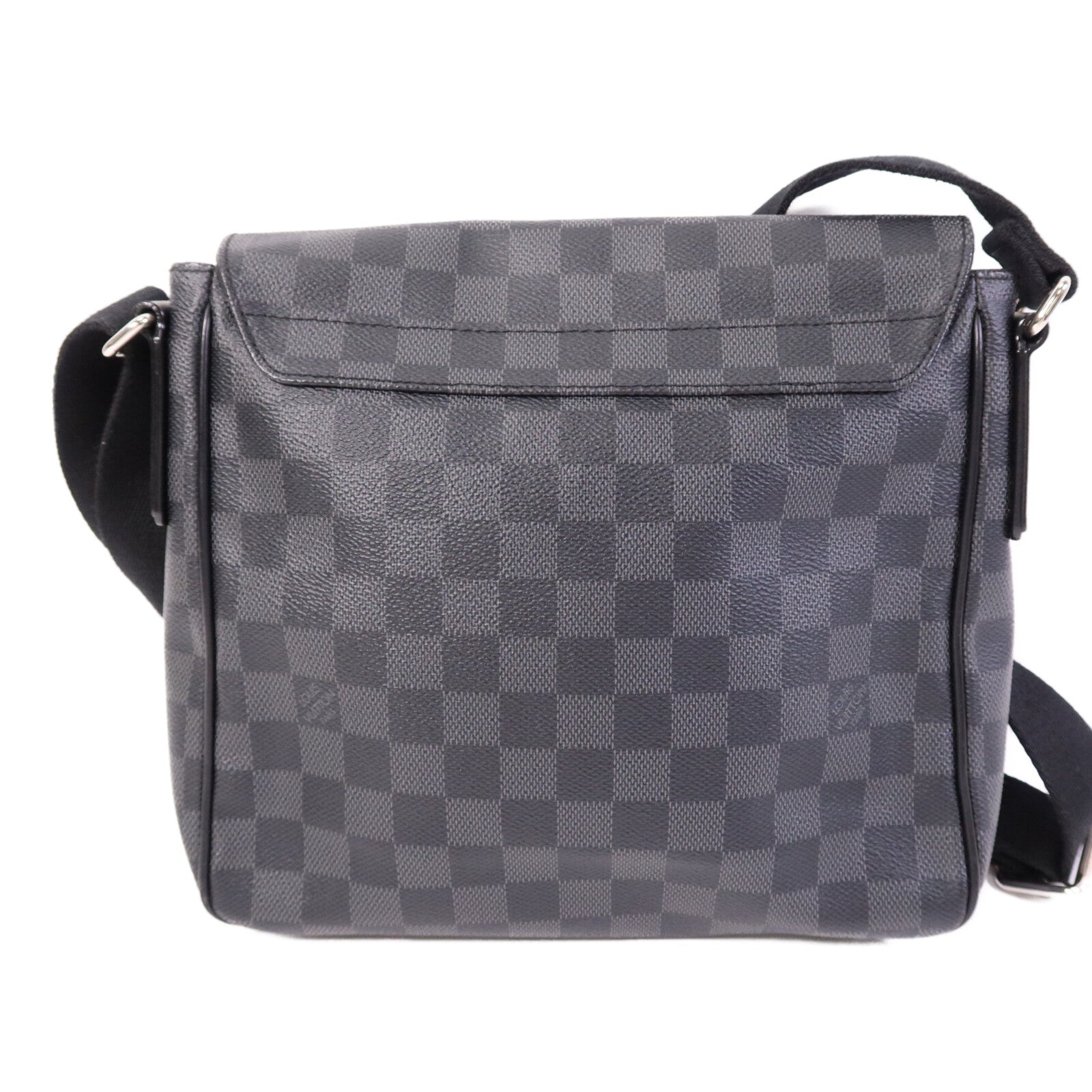 LOUIS VUITTON Damier Graphite District PM銀扣肩背袋