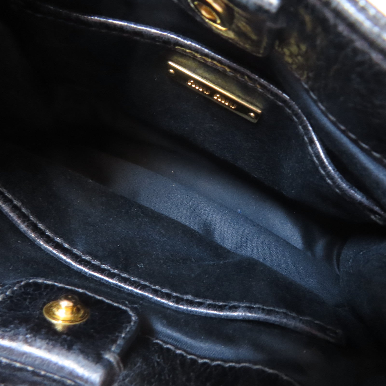 Miu Miu 牛皮皮革2way Shoulder Bag金扣手挽鏈帶肩背兩用袋黑色
