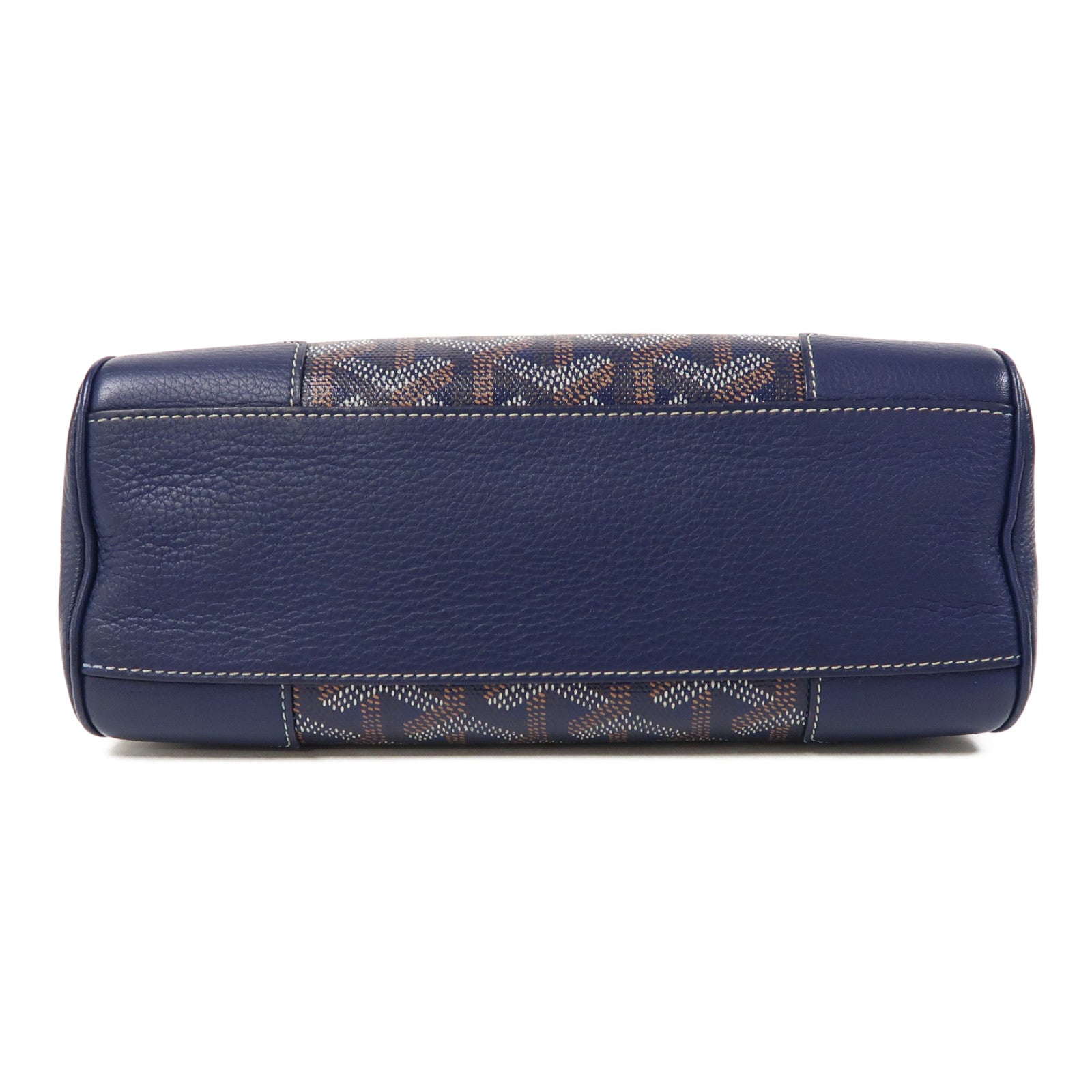 GOYARD 塗層帆布Saigon銀扣手挽肩背兩用袋深藍色