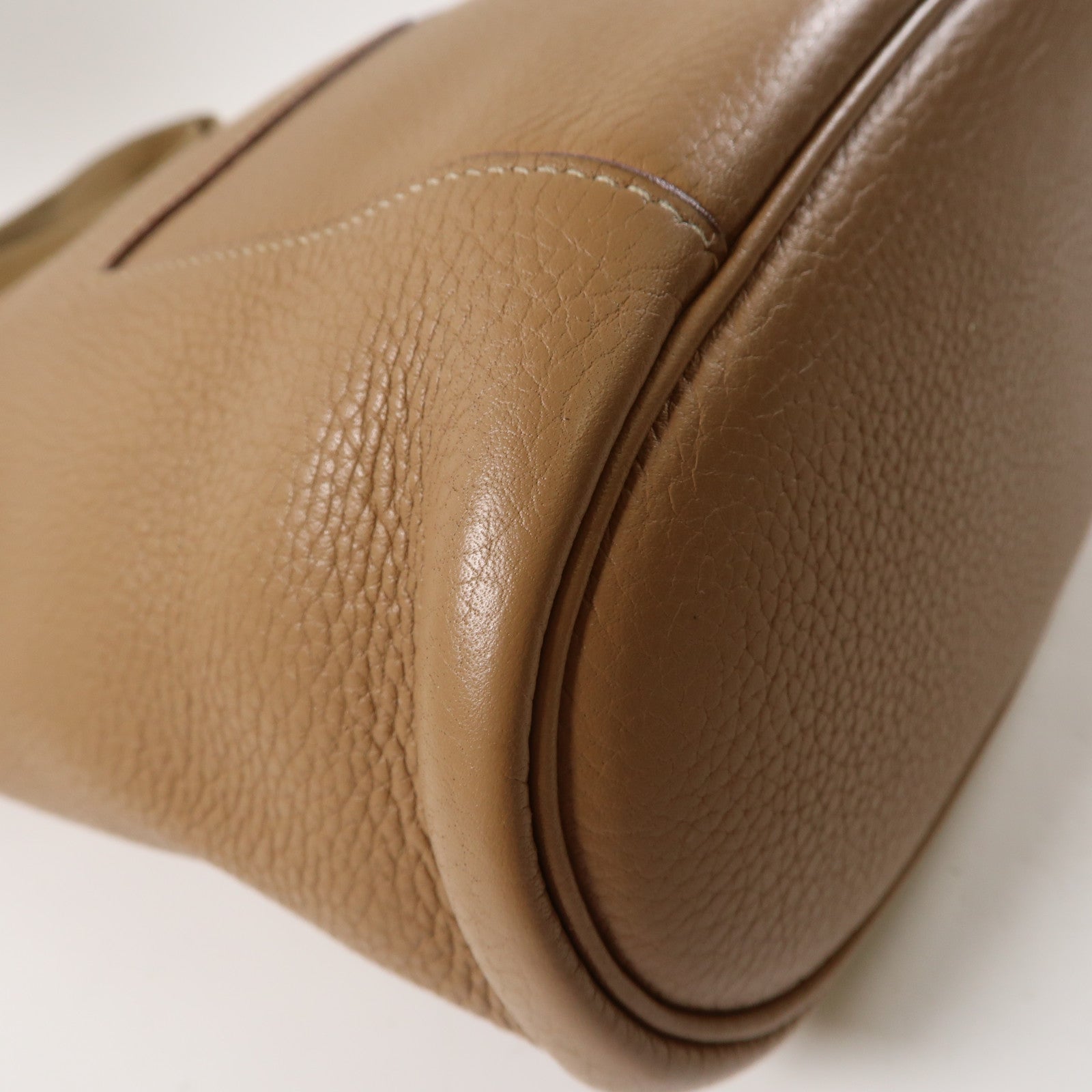 HERMES Clemence皮革Shoulder Bag銀扣肩背袋駝色