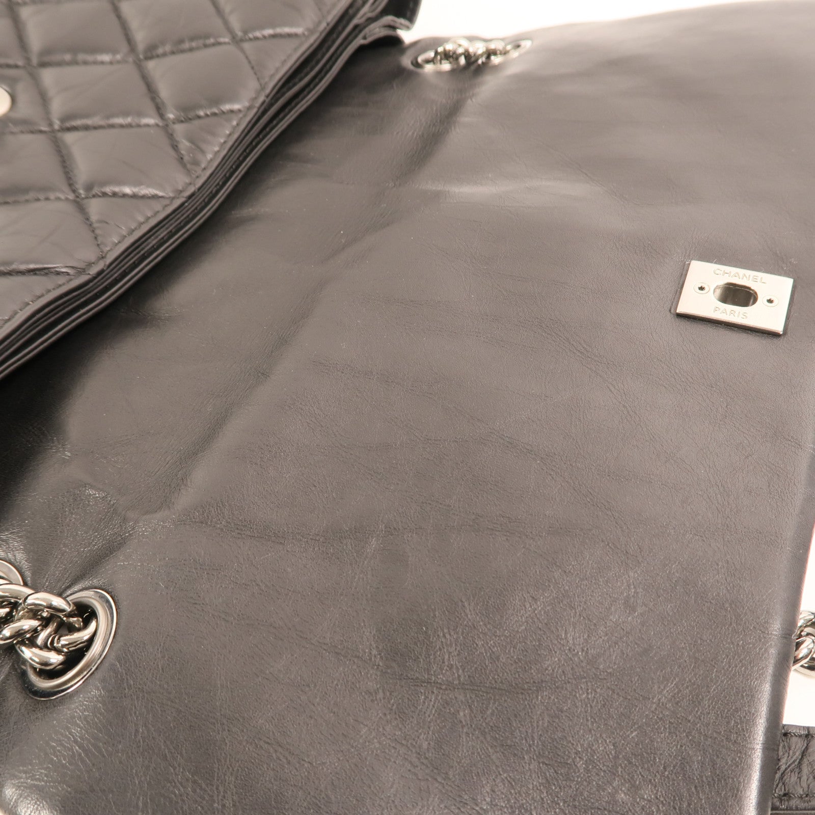 CHANEL 牛皮皮革Chain Shoulder銀扣鏈帶肩背袋