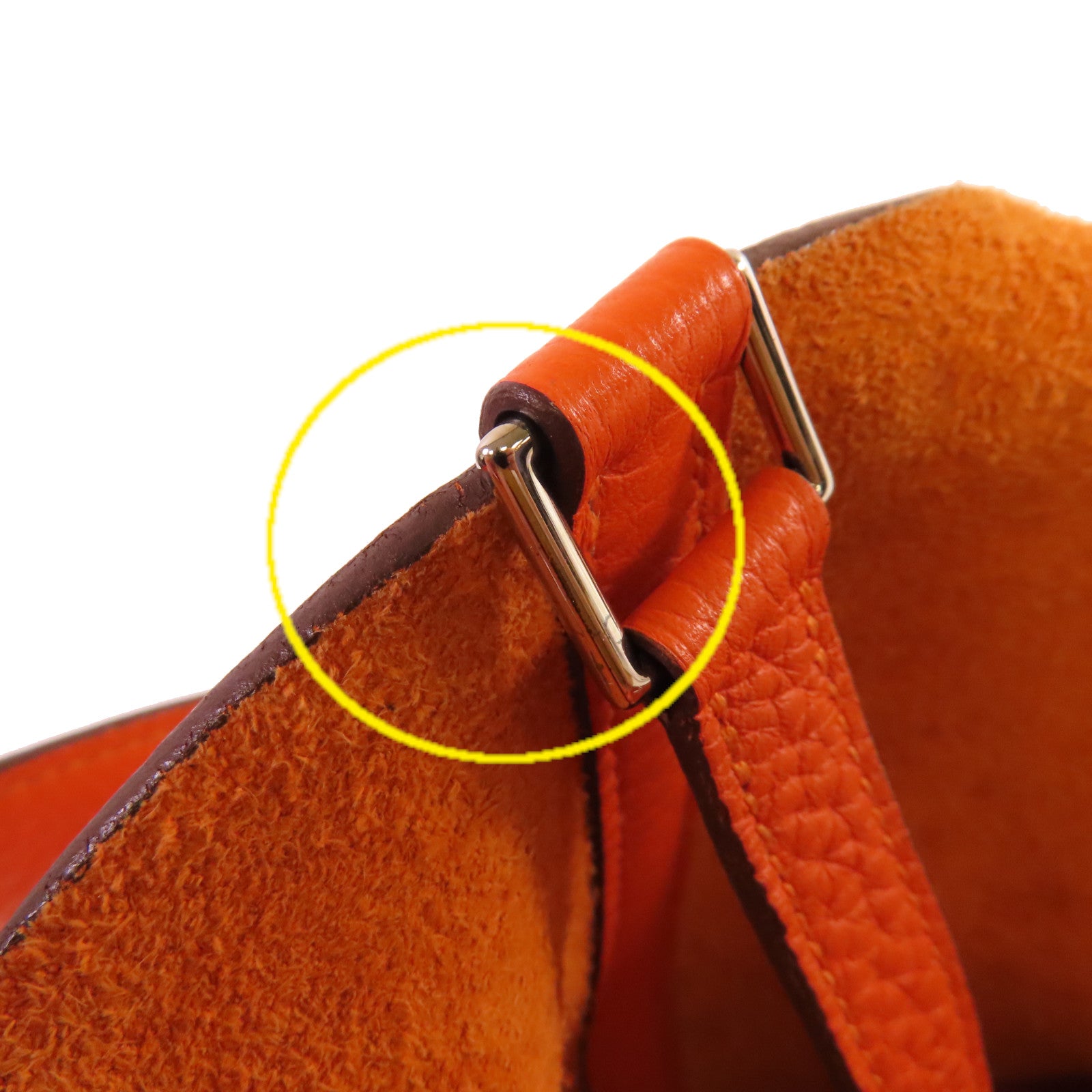 HERMES 【清倉大減價】Clemence皮革Picotin PM Tote Bag銀扣手挽袋橙色