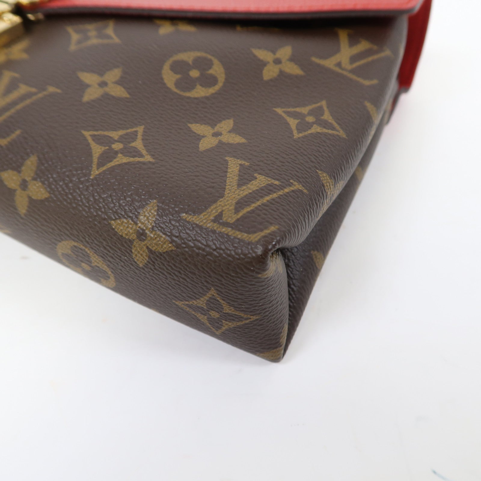 LOUIS VUITTON Monogram Pallas Chain Bag金扣鏈帶肩背袋紅色/啡色