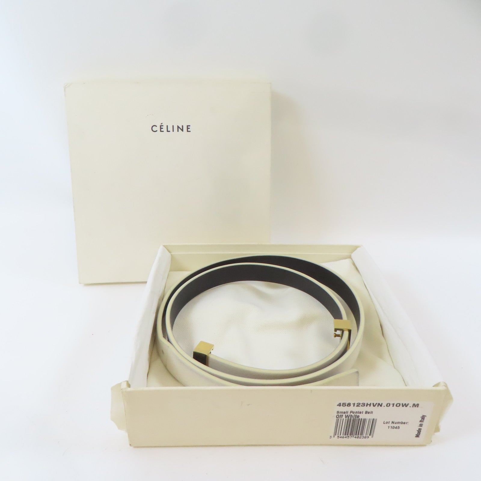 CELINE 【激減優惠】牛皮皮革Belt金扣皮帶白色