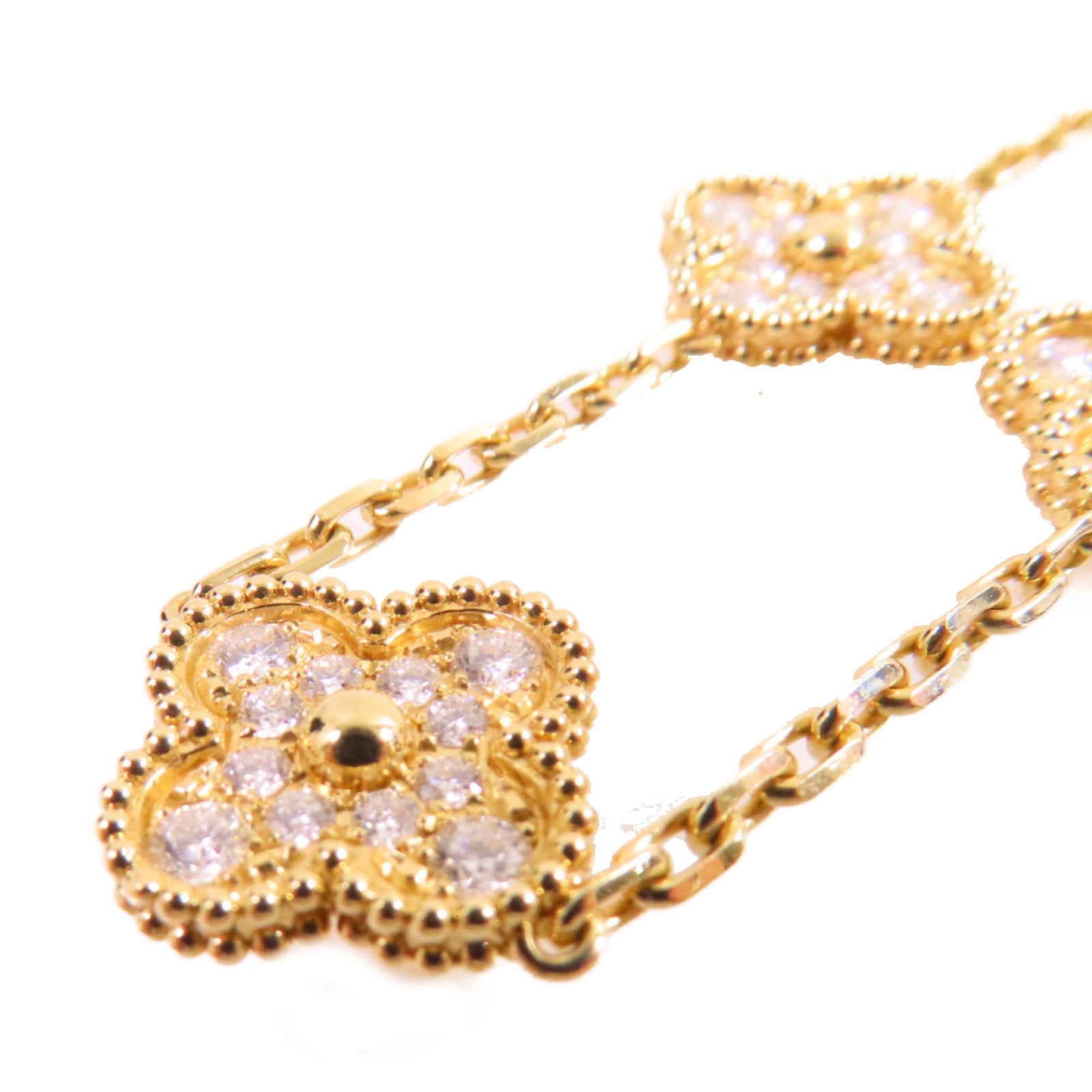 Van Cleef & Arpels 【激減優惠】18K黃金/2.42ct鑽石Vintage Alhambra 5 Motifs Bracelet手鏈