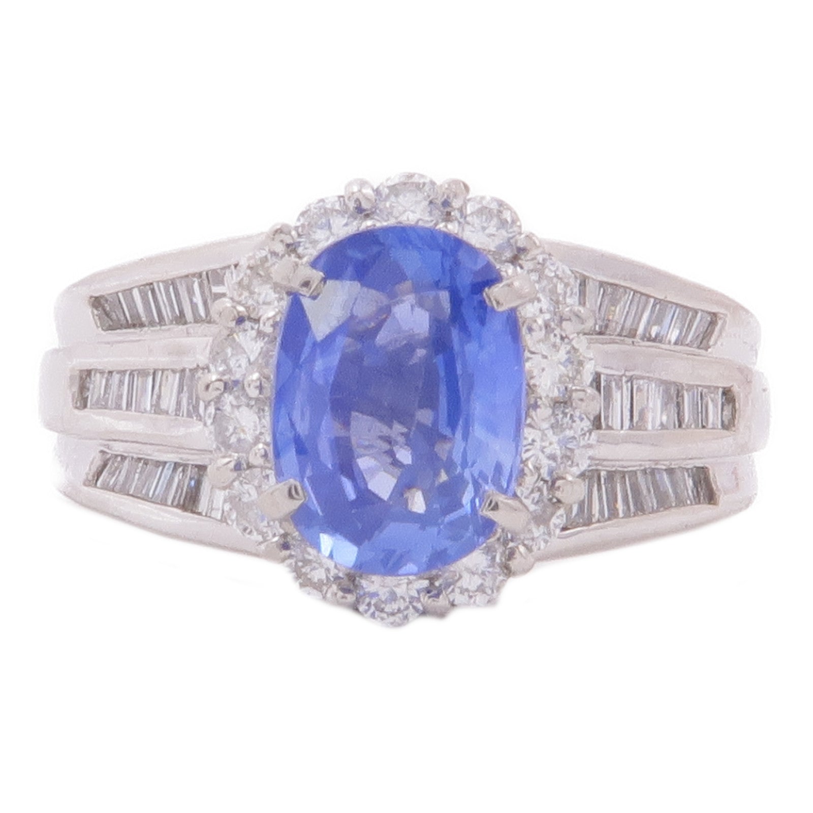 JEWELRY 【激減優惠】PT900鉑金Sapphire/Diamond Ring藍寶石/鑽石US#6.75