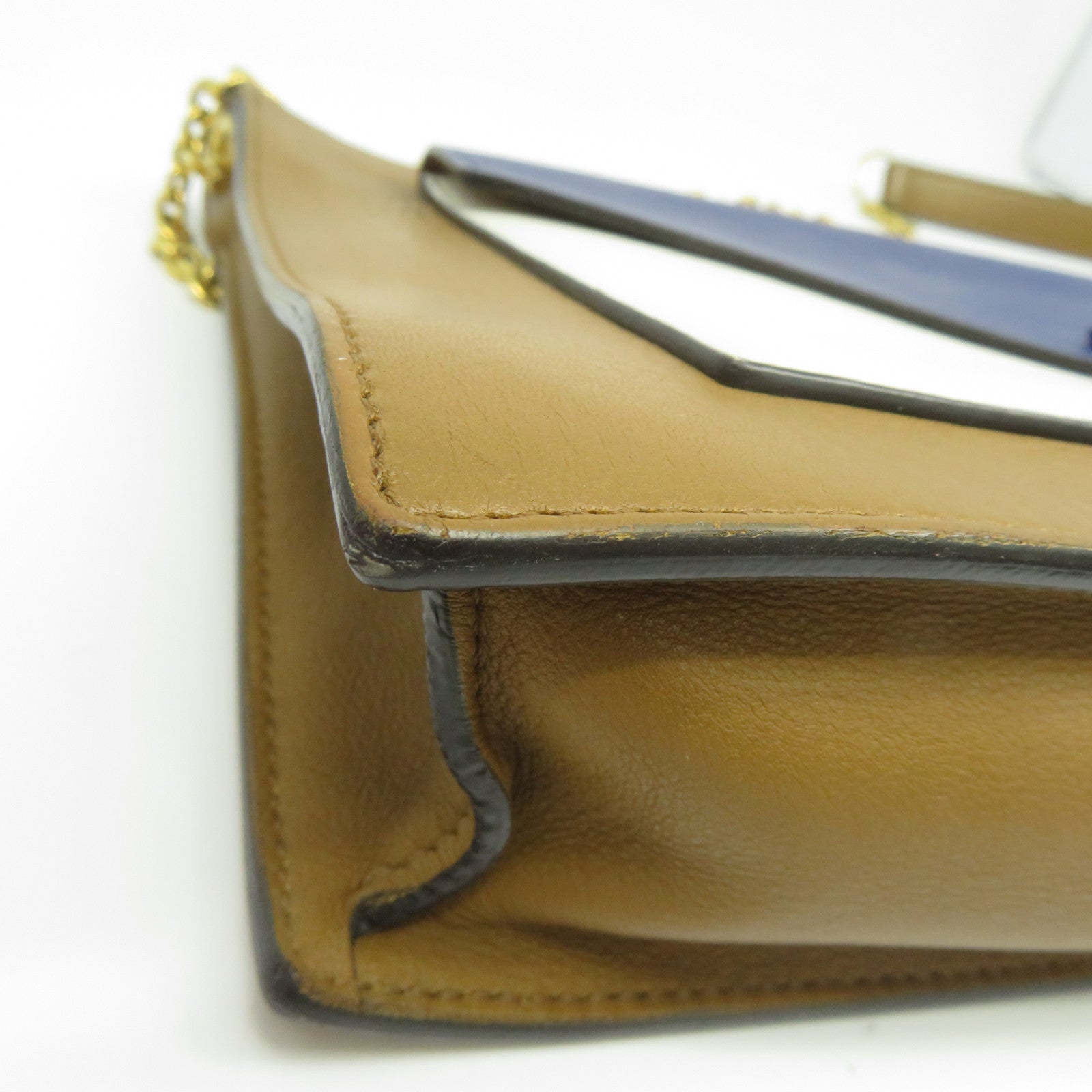 CELINE 【清倉大減價】牛皮皮革Envelope Chain Shoulder金扣鏈帶肩背袋啡色/藍色/白色