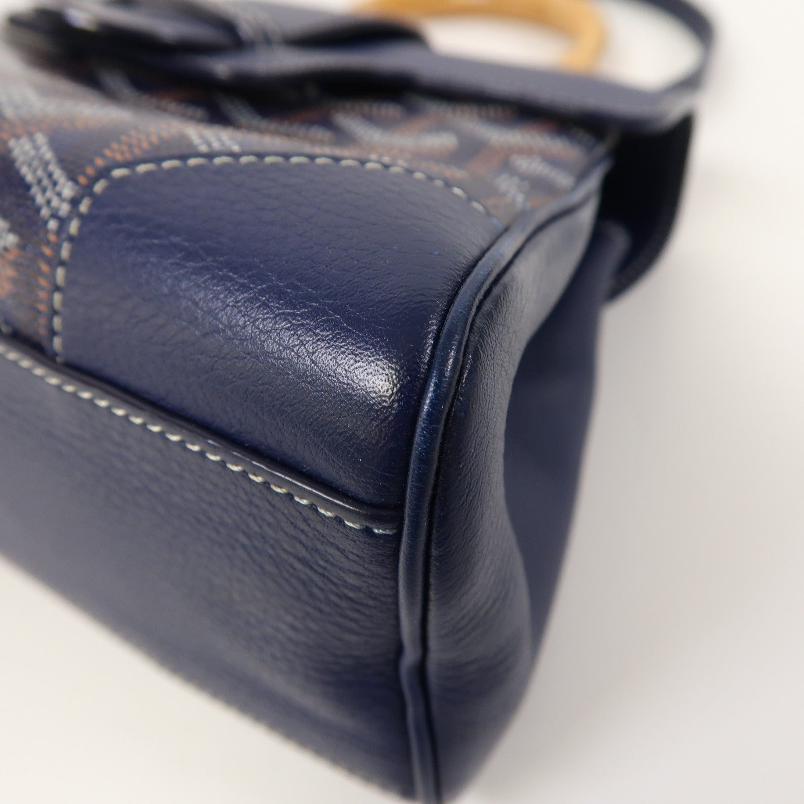 GOYARD 塗層帆布Saigon銀扣手挽肩背兩用袋深藍色