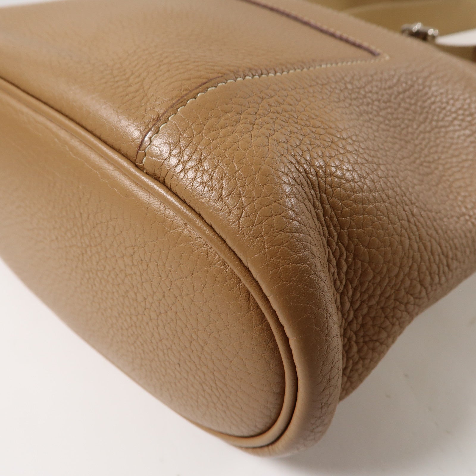 HERMES Clemence皮革Shoulder Bag銀扣肩背袋駝色