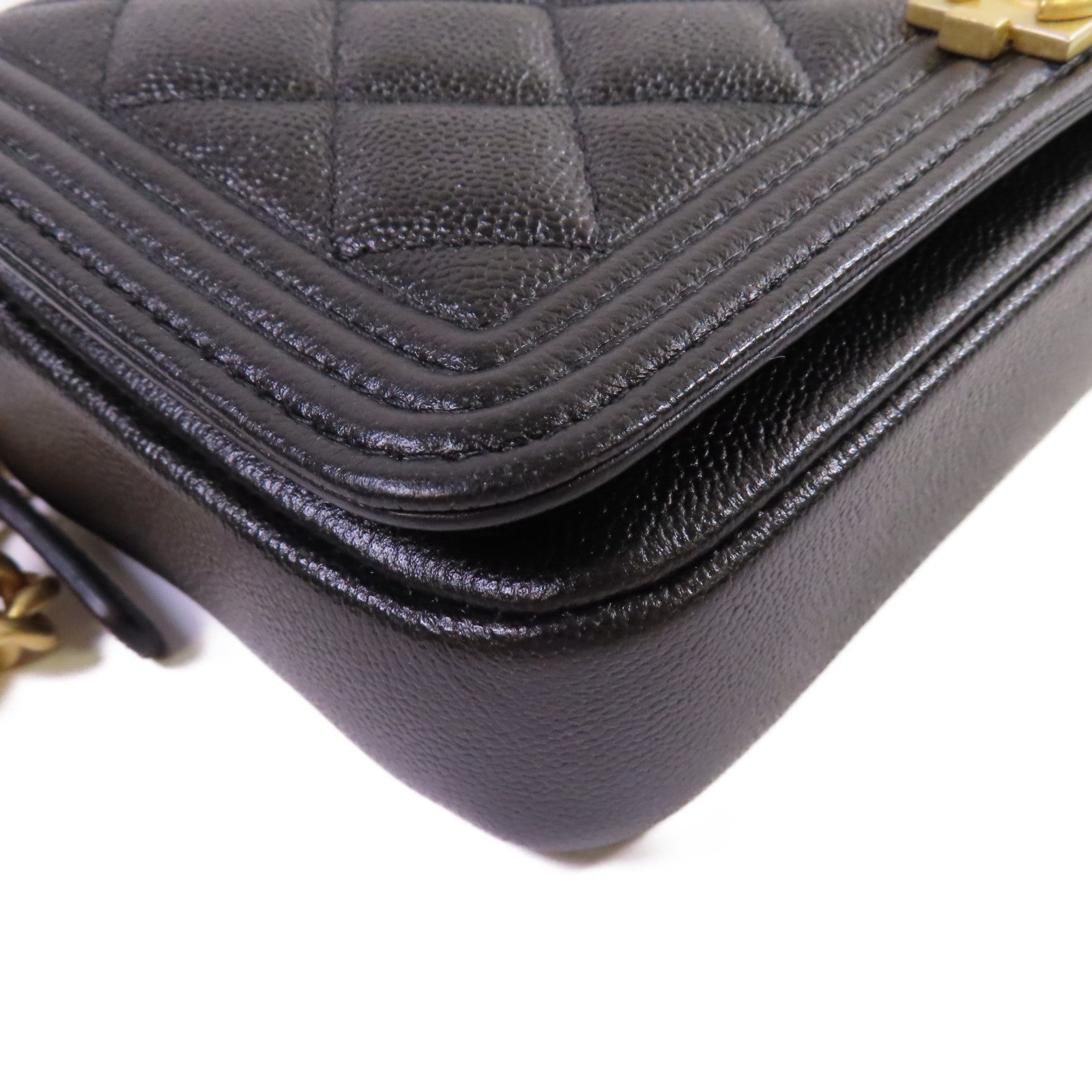 CHANEL 【激減優惠】菱格Caviar皮革Chain Shoulder Bag金扣鏈帶肩背袋黑色