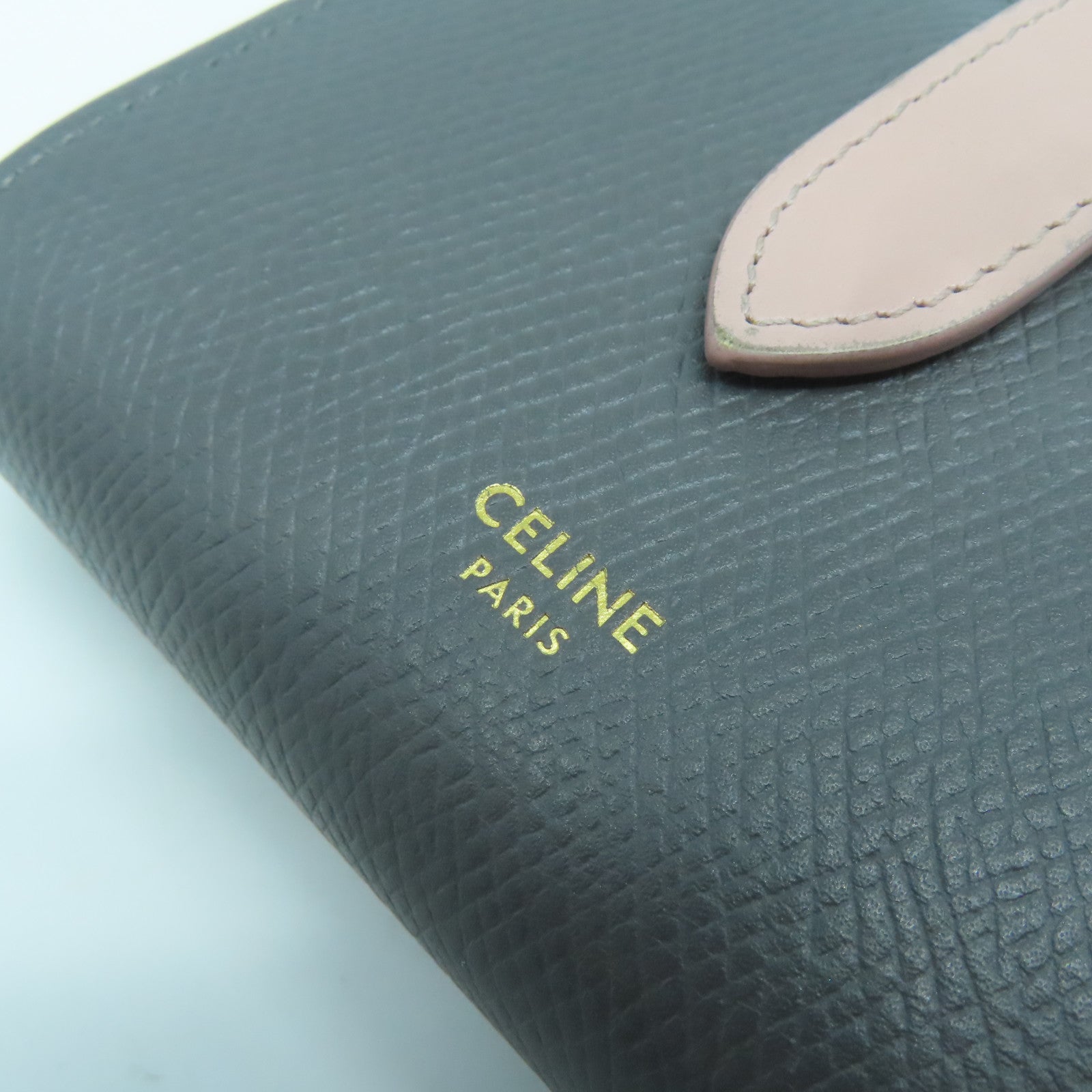 CELINE 【激減優惠】牛皮皮革Wallet金扣錢包灰色/粉紅色