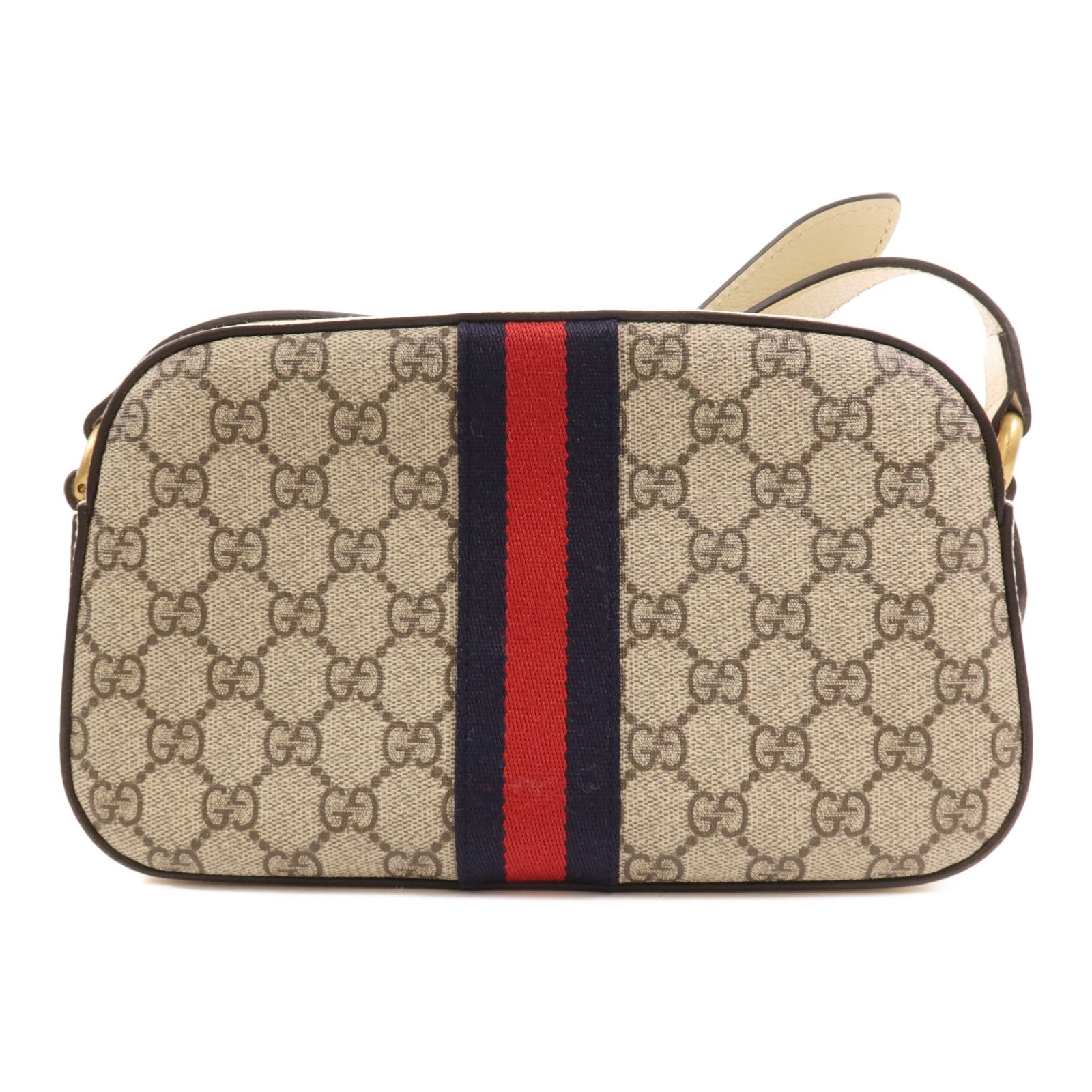 GUCCI 塗層帆布/牛皮皮革Ophidia GG金扣肩背袋