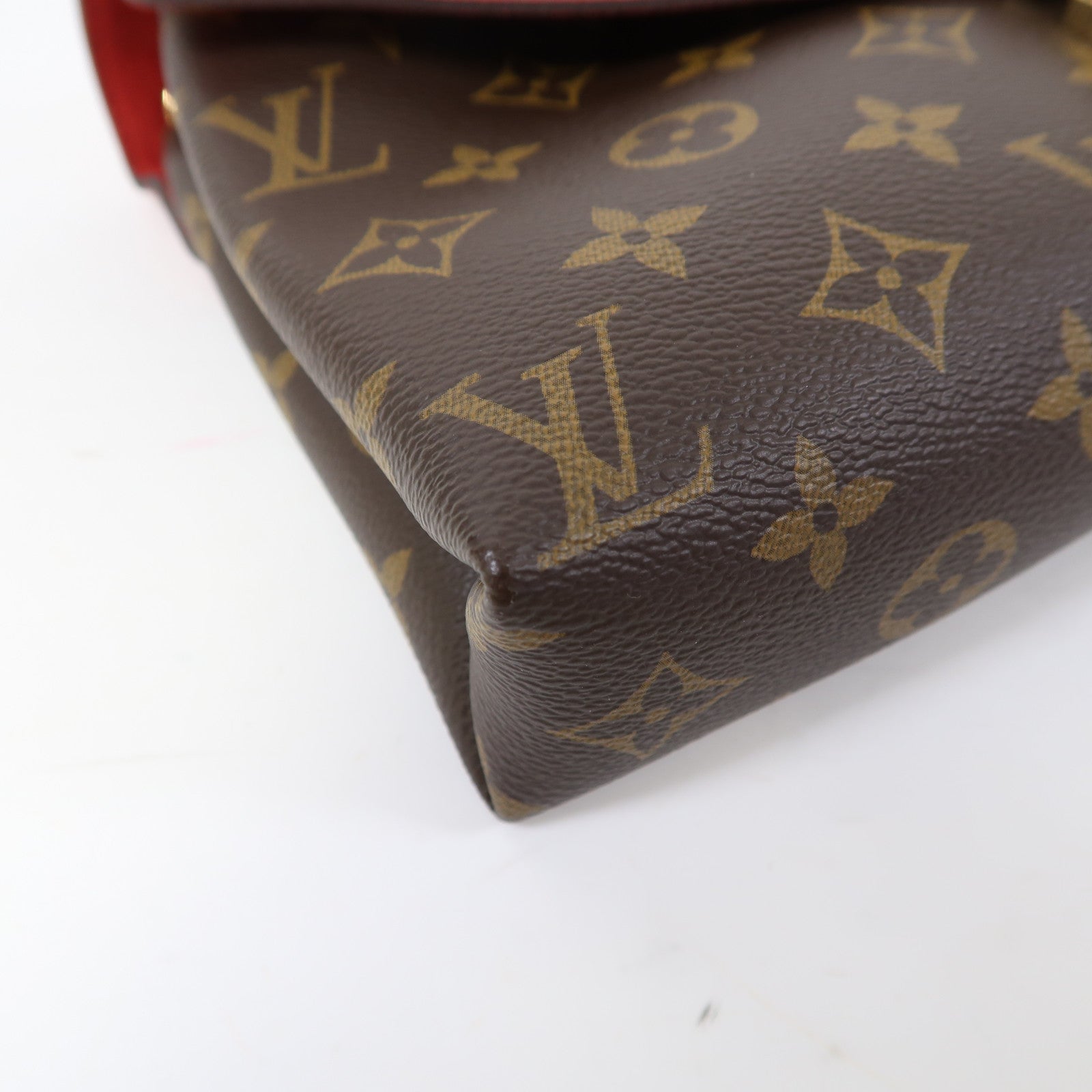 LOUIS VUITTON Monogram Pallas Chain Bag金扣鏈帶肩背袋紅色/啡色
