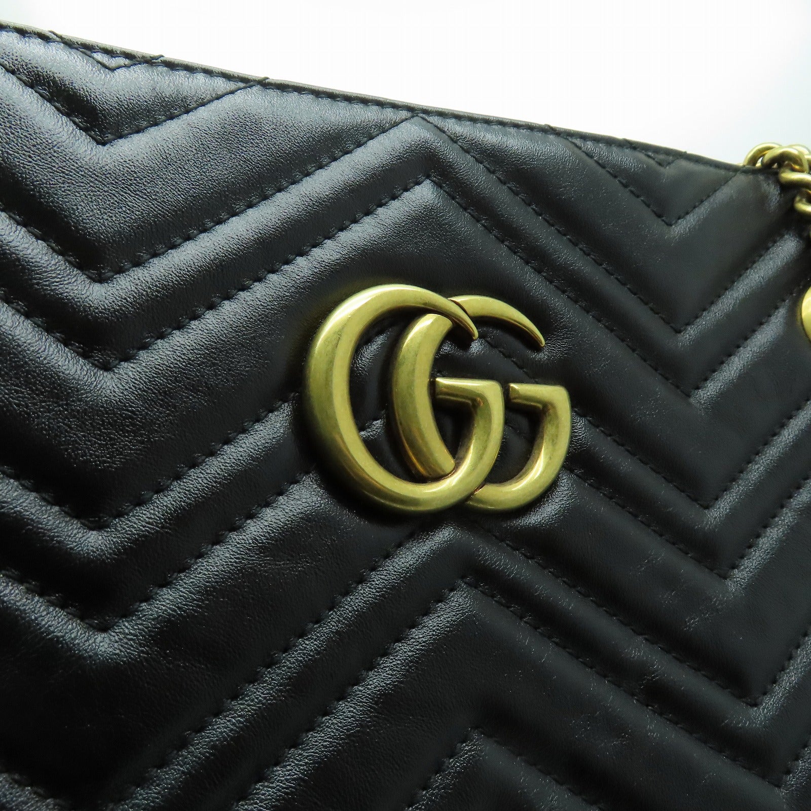 GUCCI 【清倉大減價】牛皮皮革Tote Bag金扣手挽袋黑色