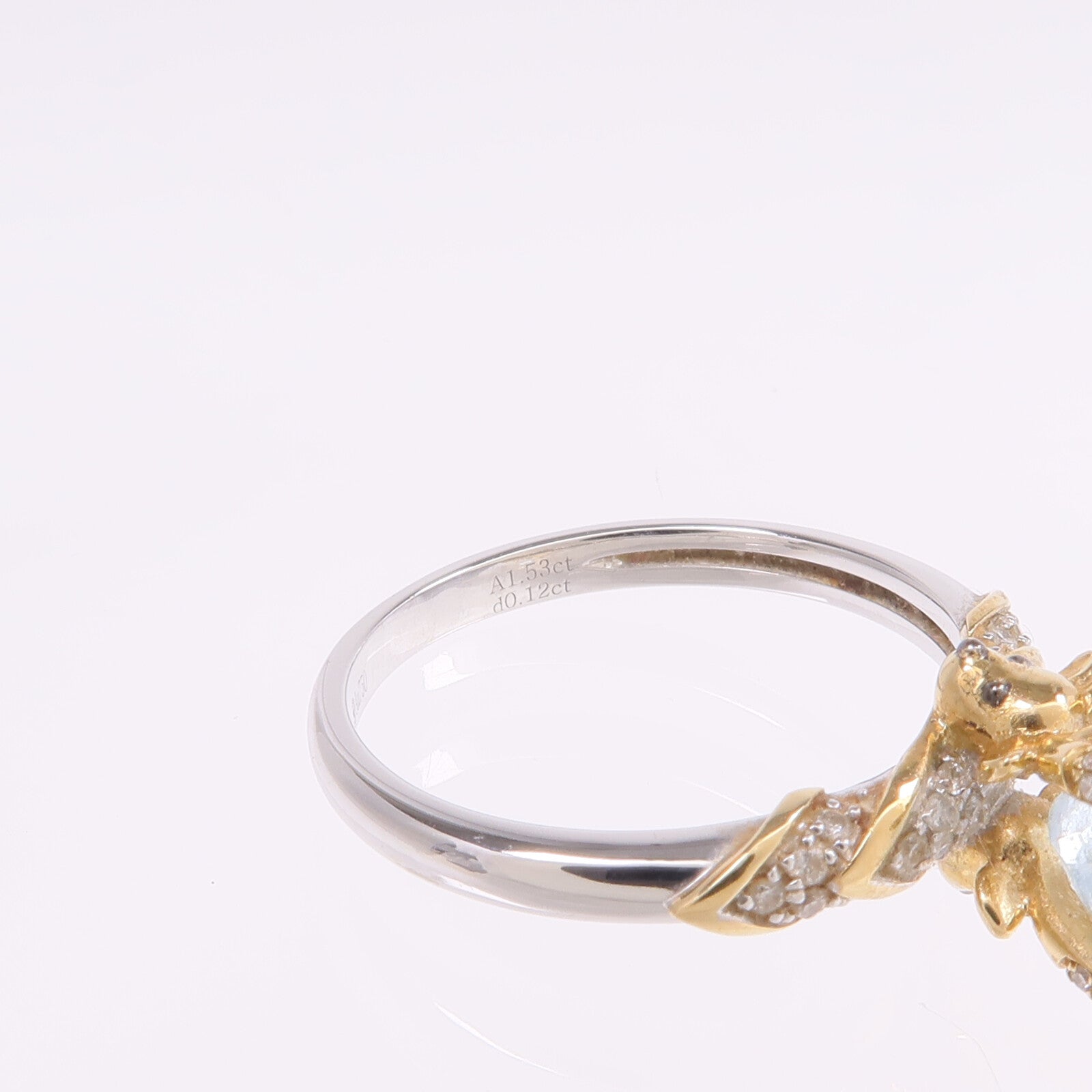 JEWELRY 【激減優惠】18K黃金/白金Aquamarine Diamond Ring藍晶/鑽石戒指US#5.75